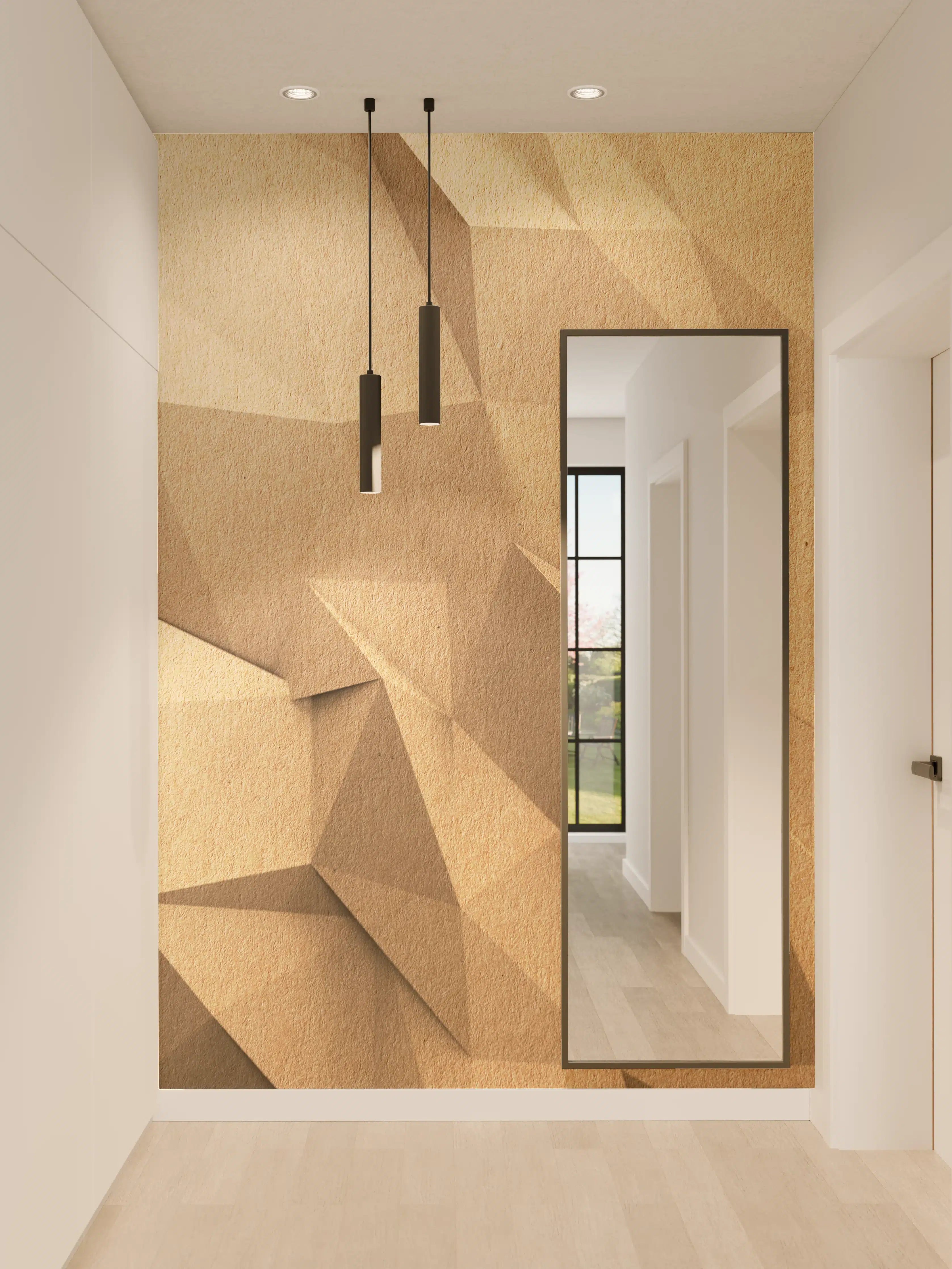 Wandverkleidung Flur - Moderne geometrische Kunst in Erdtönen