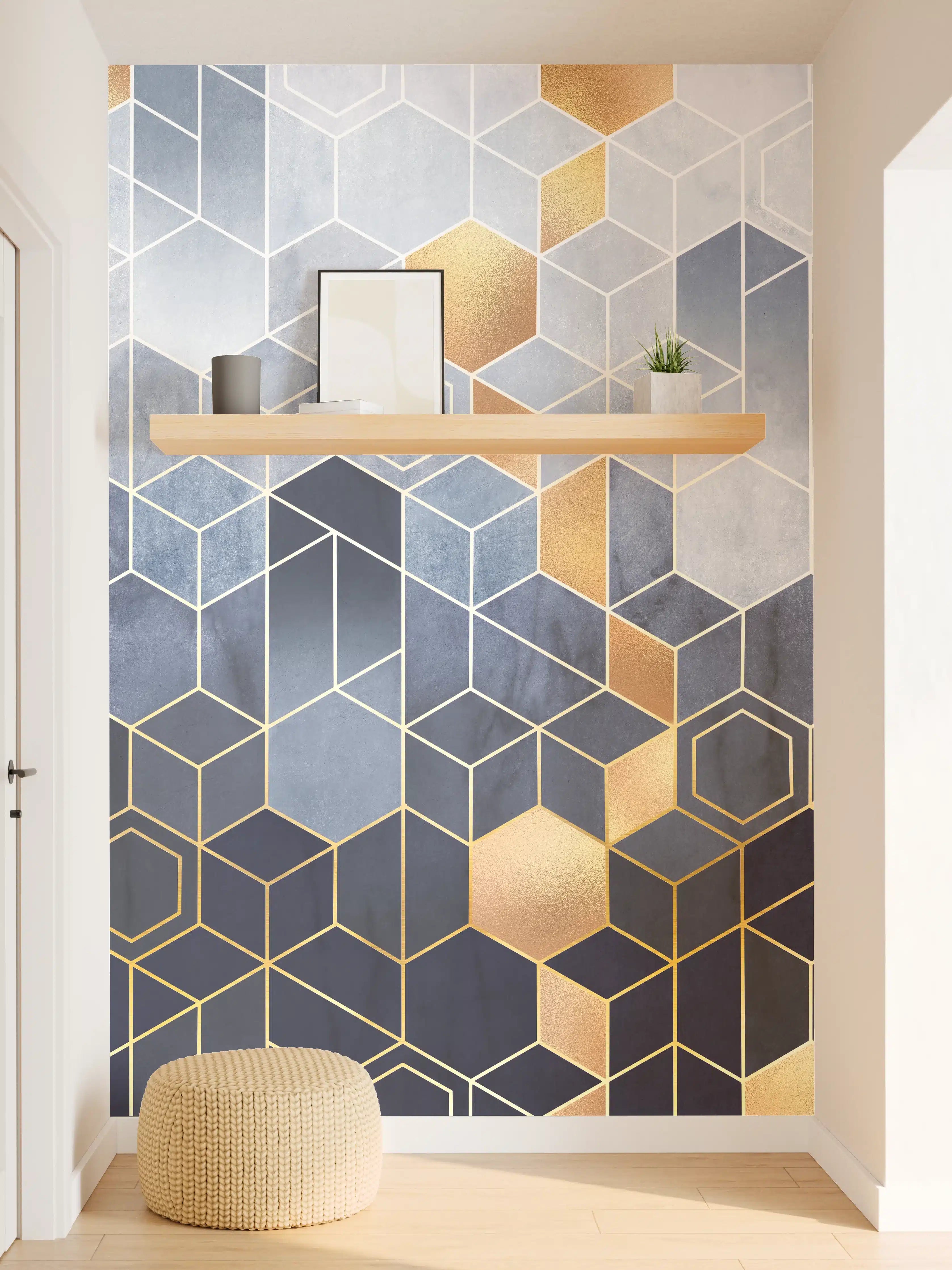 Wandverkleidung Flur - Moderne geometrische Kunst trifft auf elegante Farbpalette
