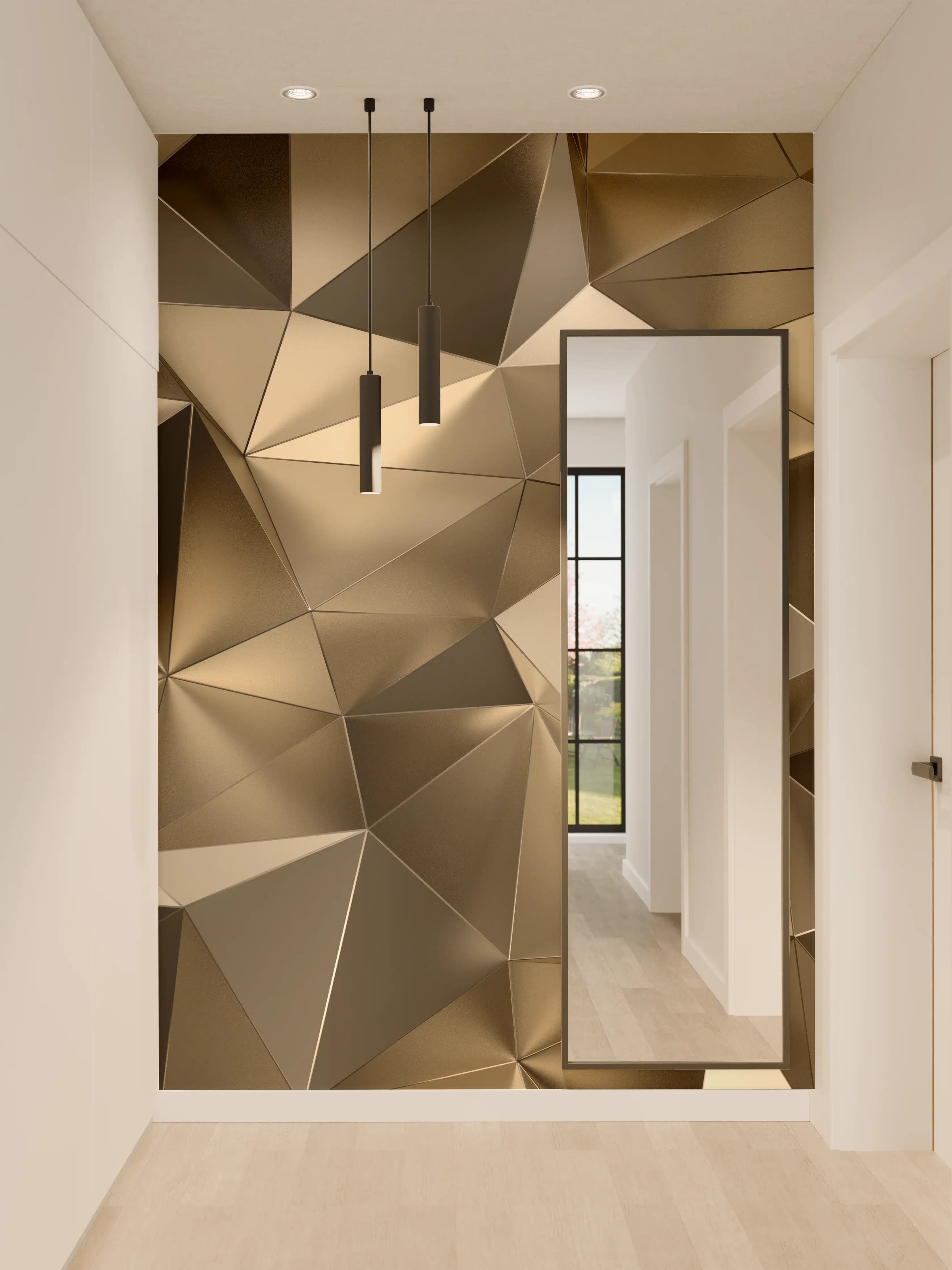Wandverkleidung Flur - Moderne geometrische Wanddekoration in neutralen Tönen