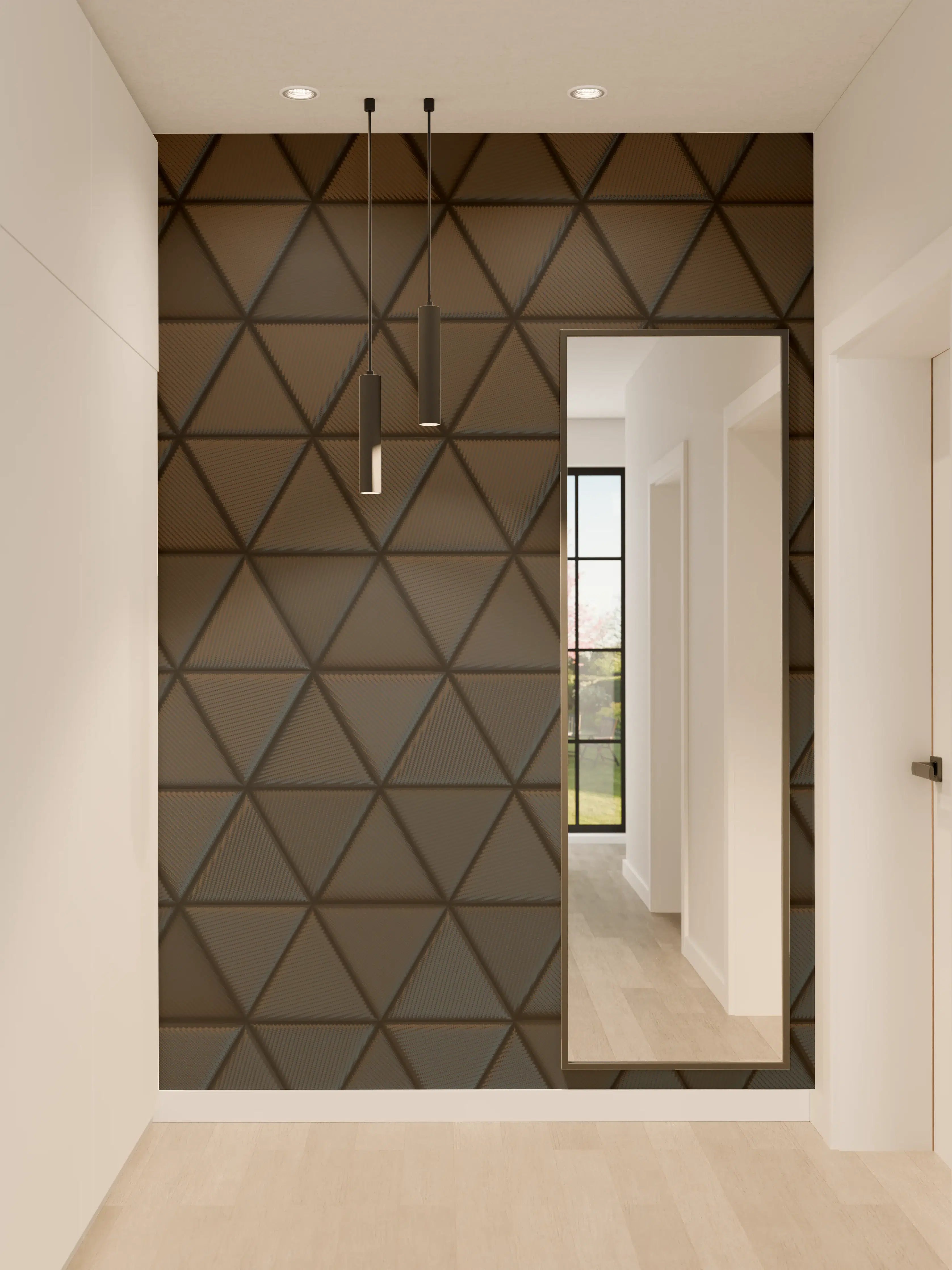 Wandverkleidung Flur - Moderne geometrische Wandgestaltung mit dunklen Tönen