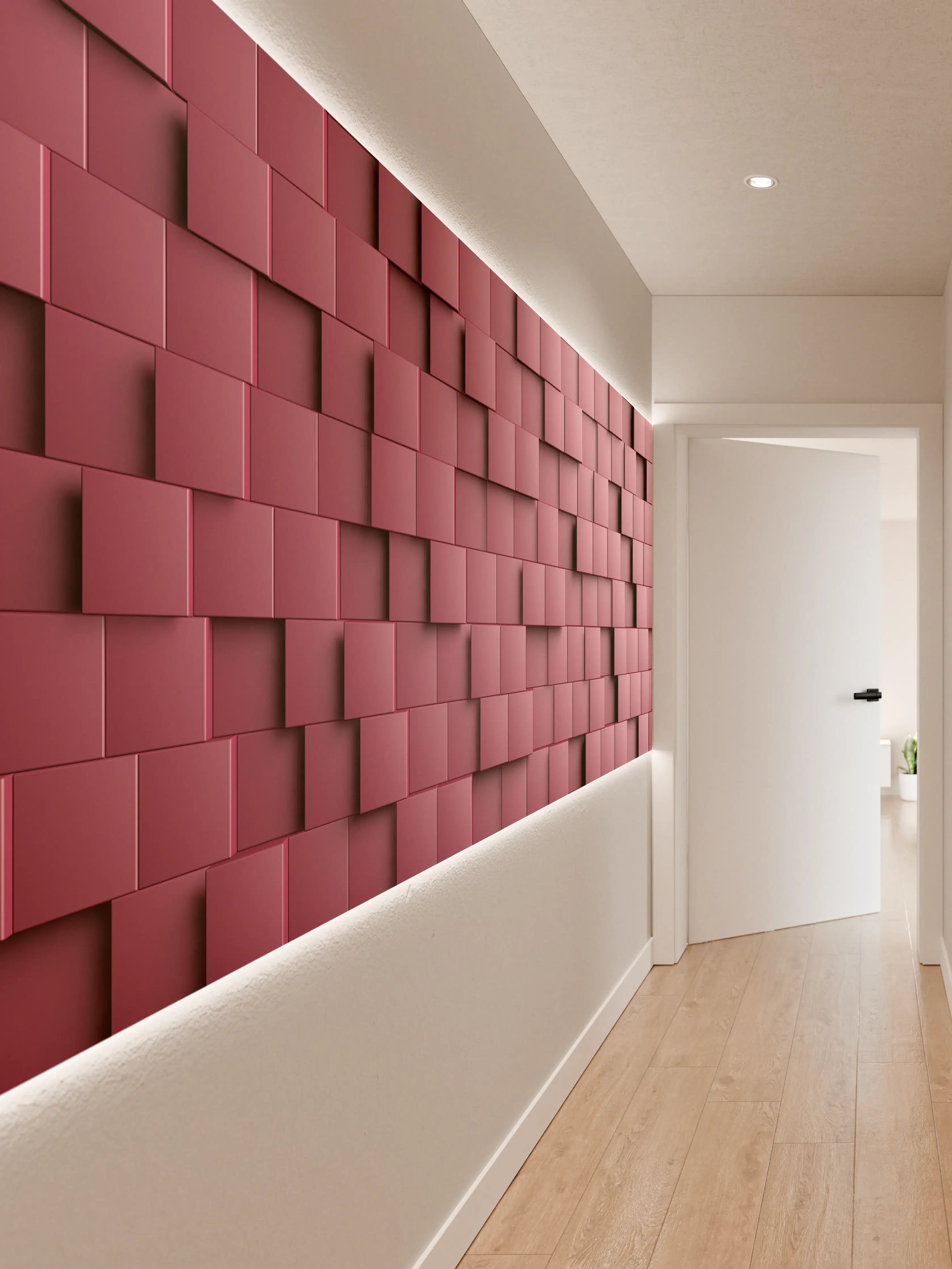 Wandverkleidung Flur - Moderne pinkfarbene Fliesen-Optik