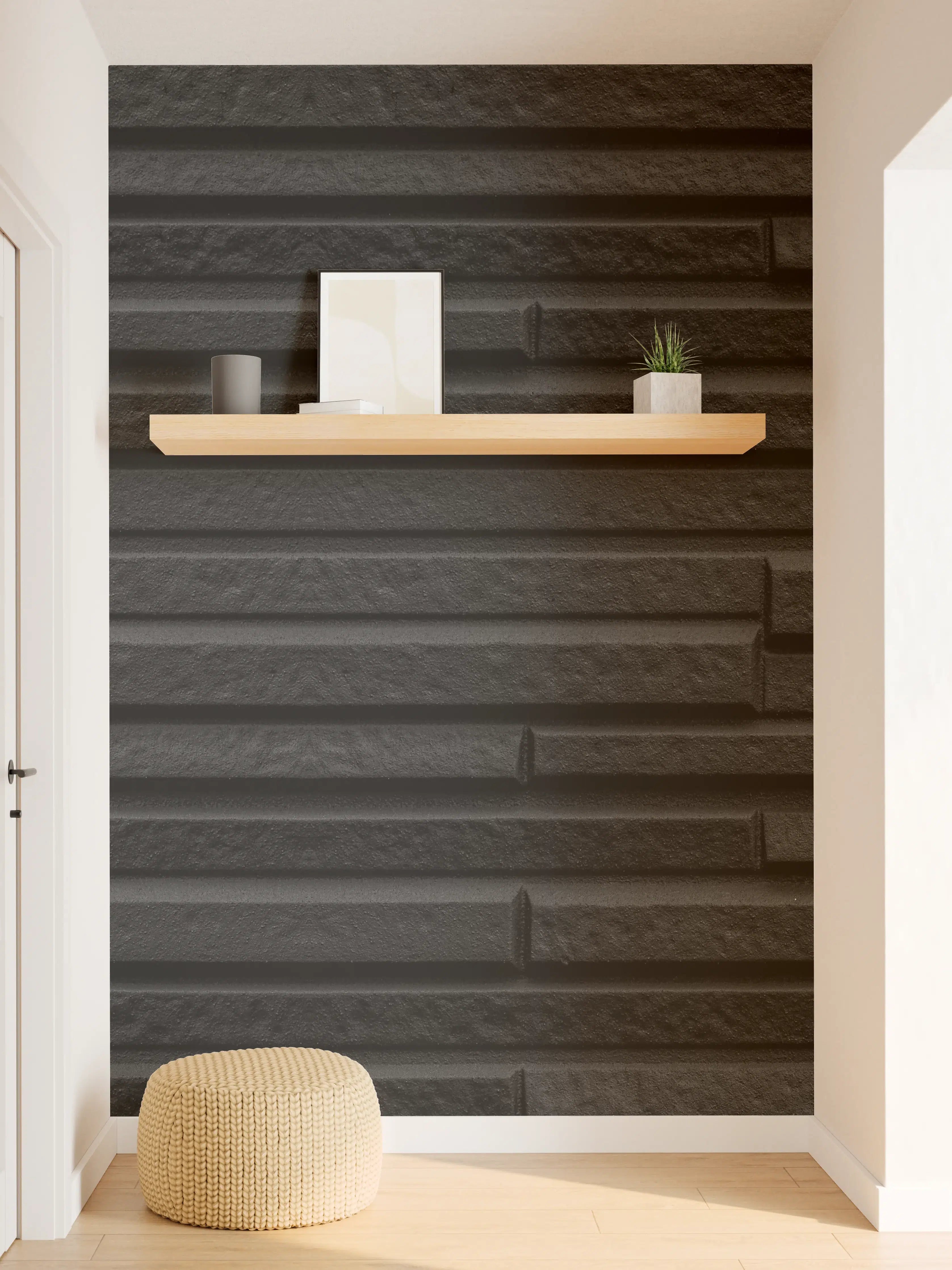 Wandverkleidung Flur - Moderne schwarze Steindwand
