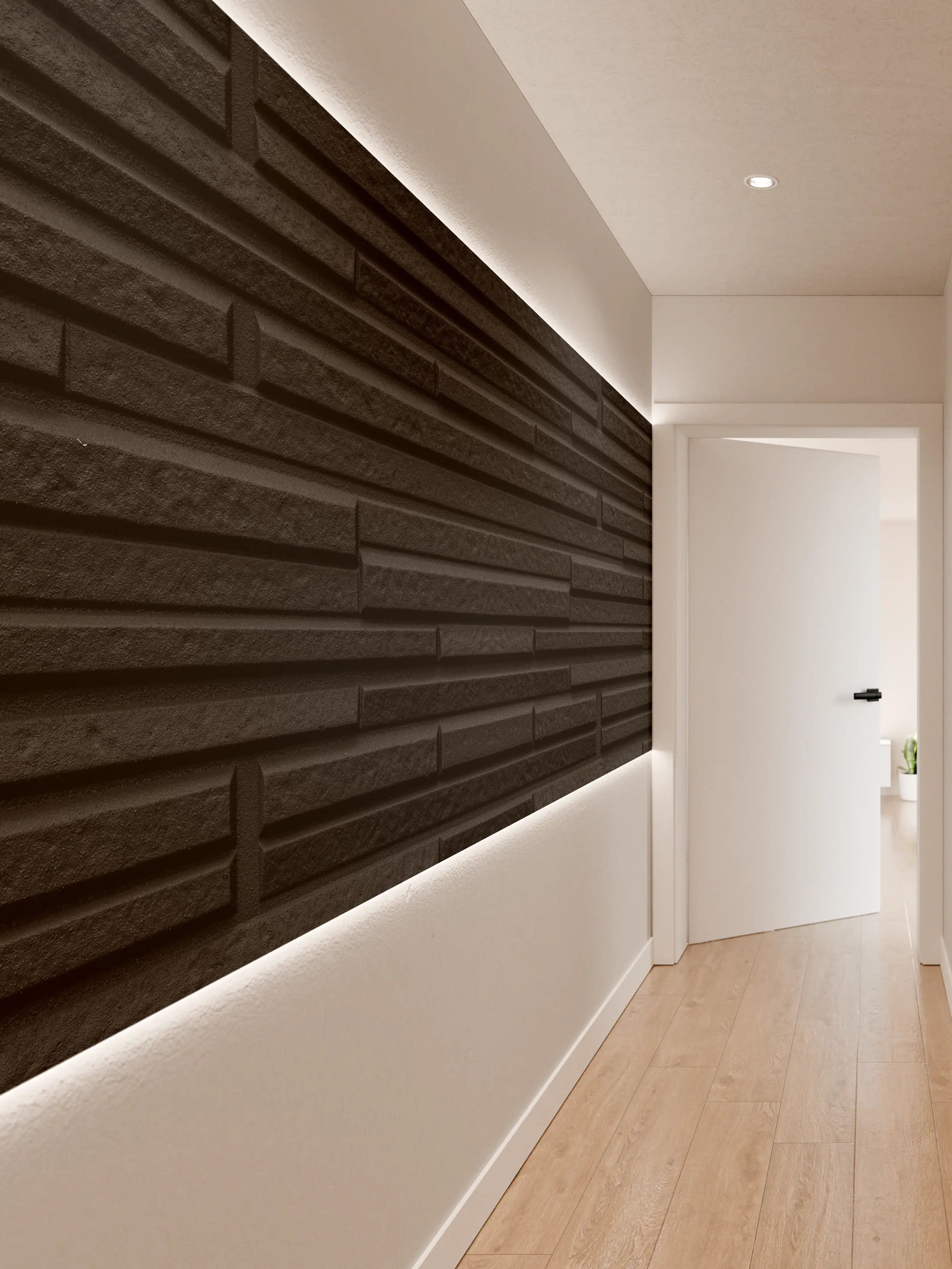 Wandverkleidung Flur - Moderne schwarze Steindwand
