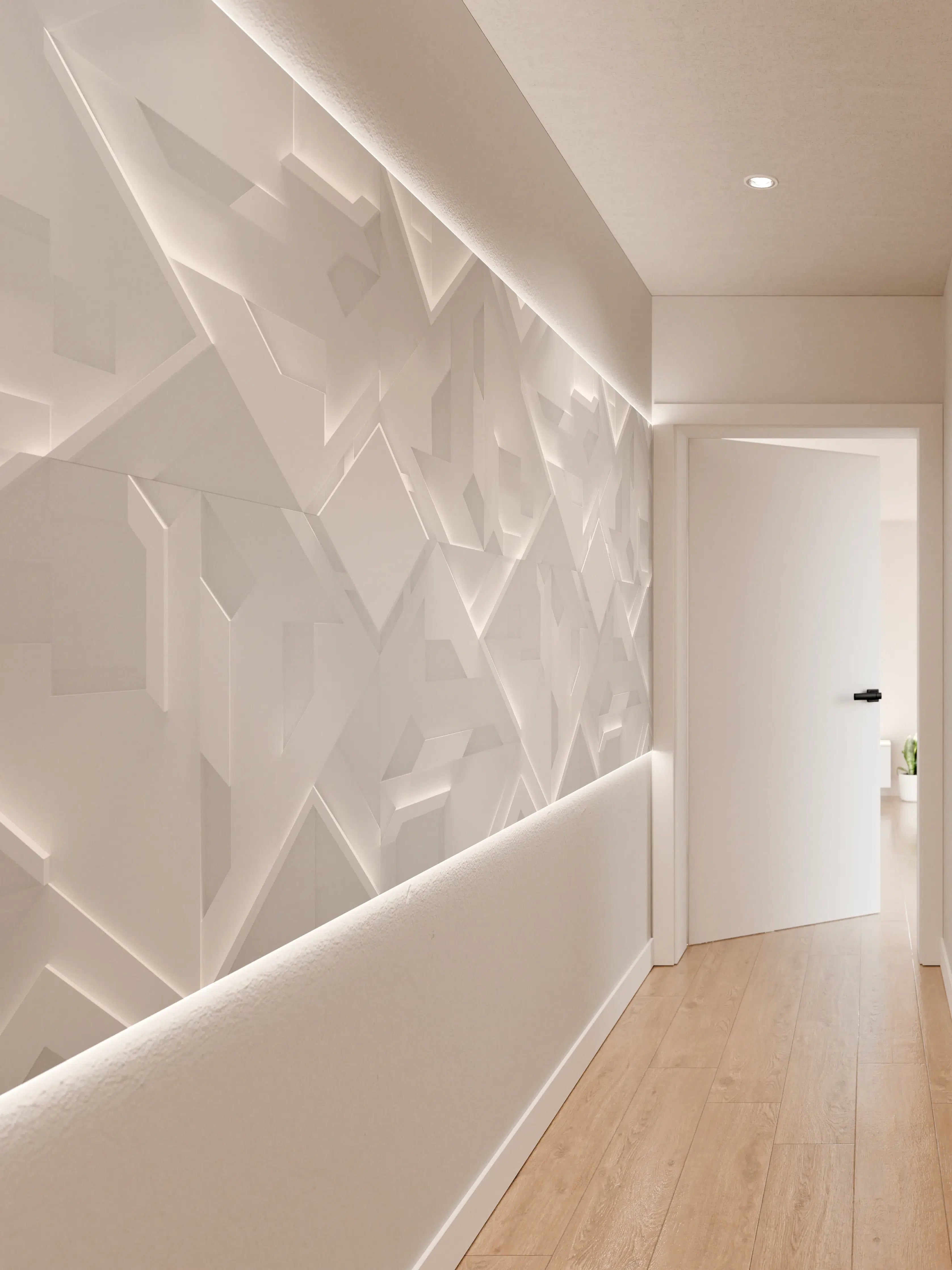 Wandverkleidung Flur - Moderne weiße Fliesen mit geometrischem Muster