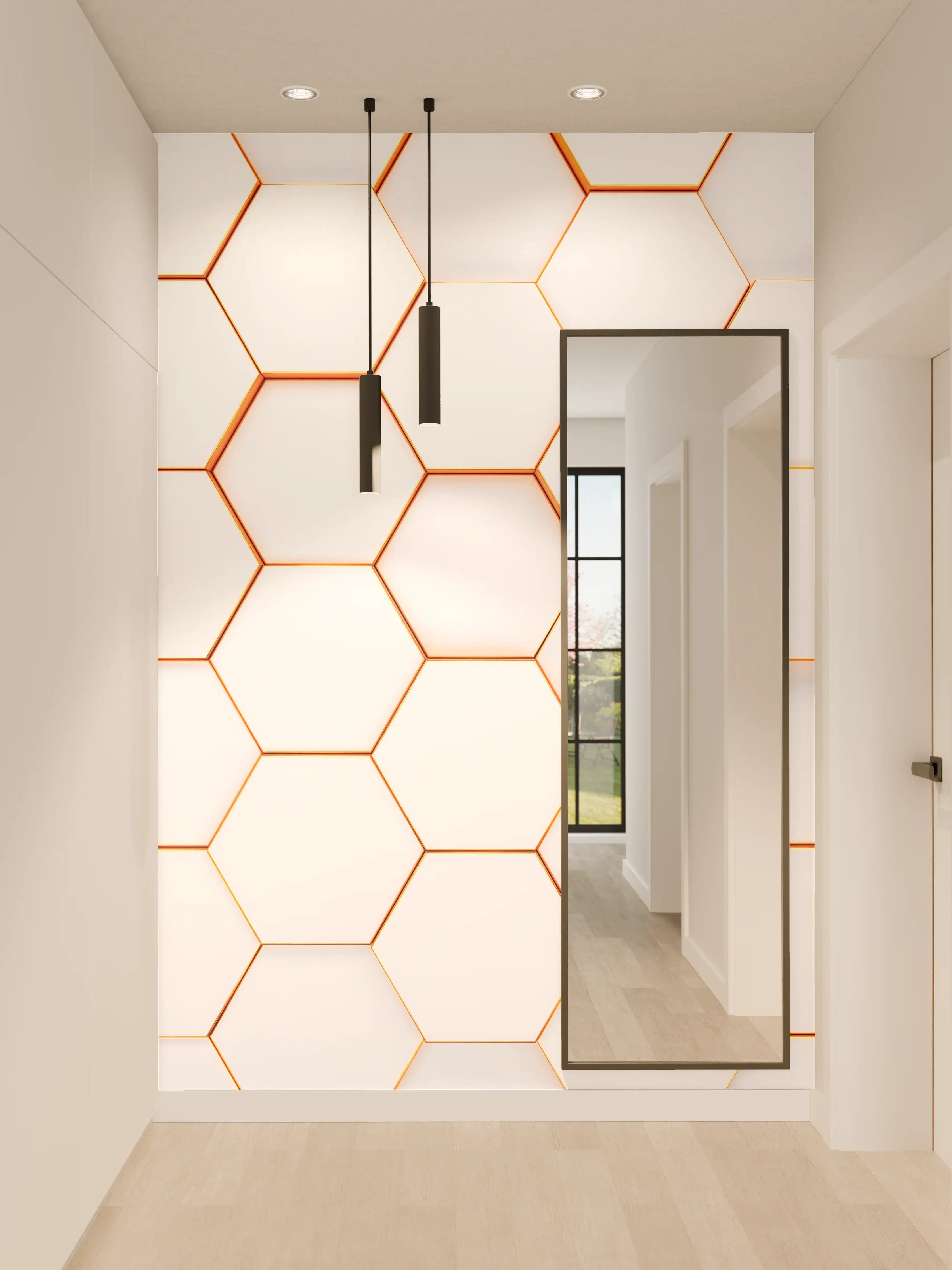 Wandverkleidung Flur - Moderne weiße Hexagon-Wanddekoration