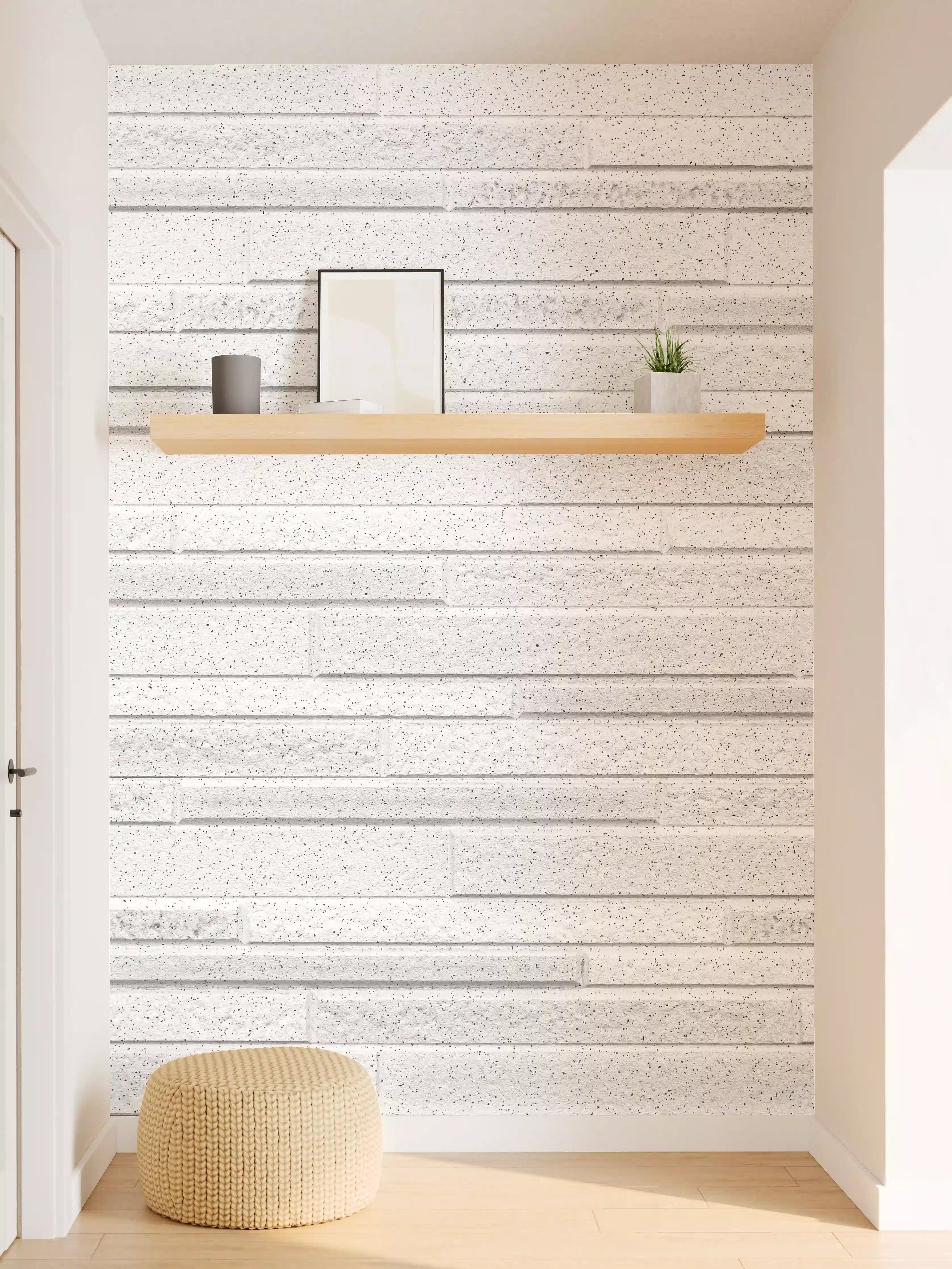 Wandverkleidung Flur - Moderne weiße Wand mit Linienstruktur