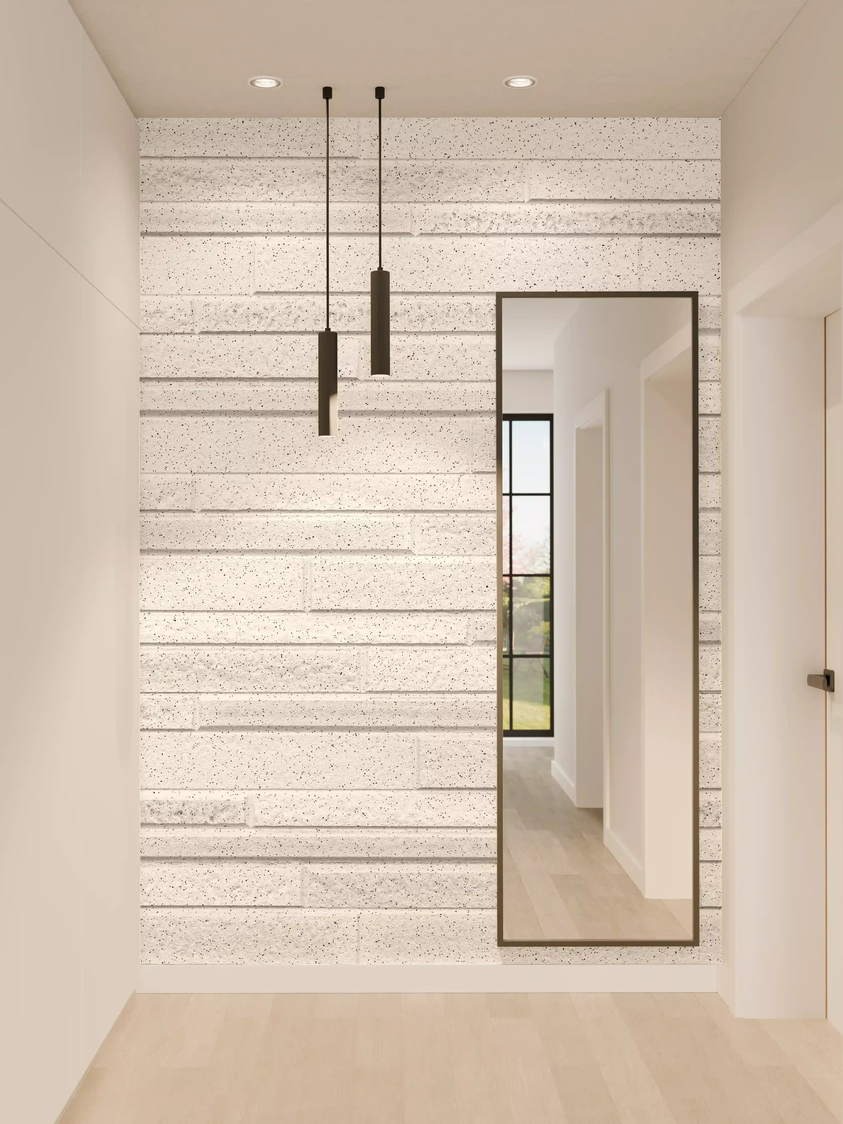 Wandverkleidung Flur - Moderne weiße Wand mit Linienstruktur