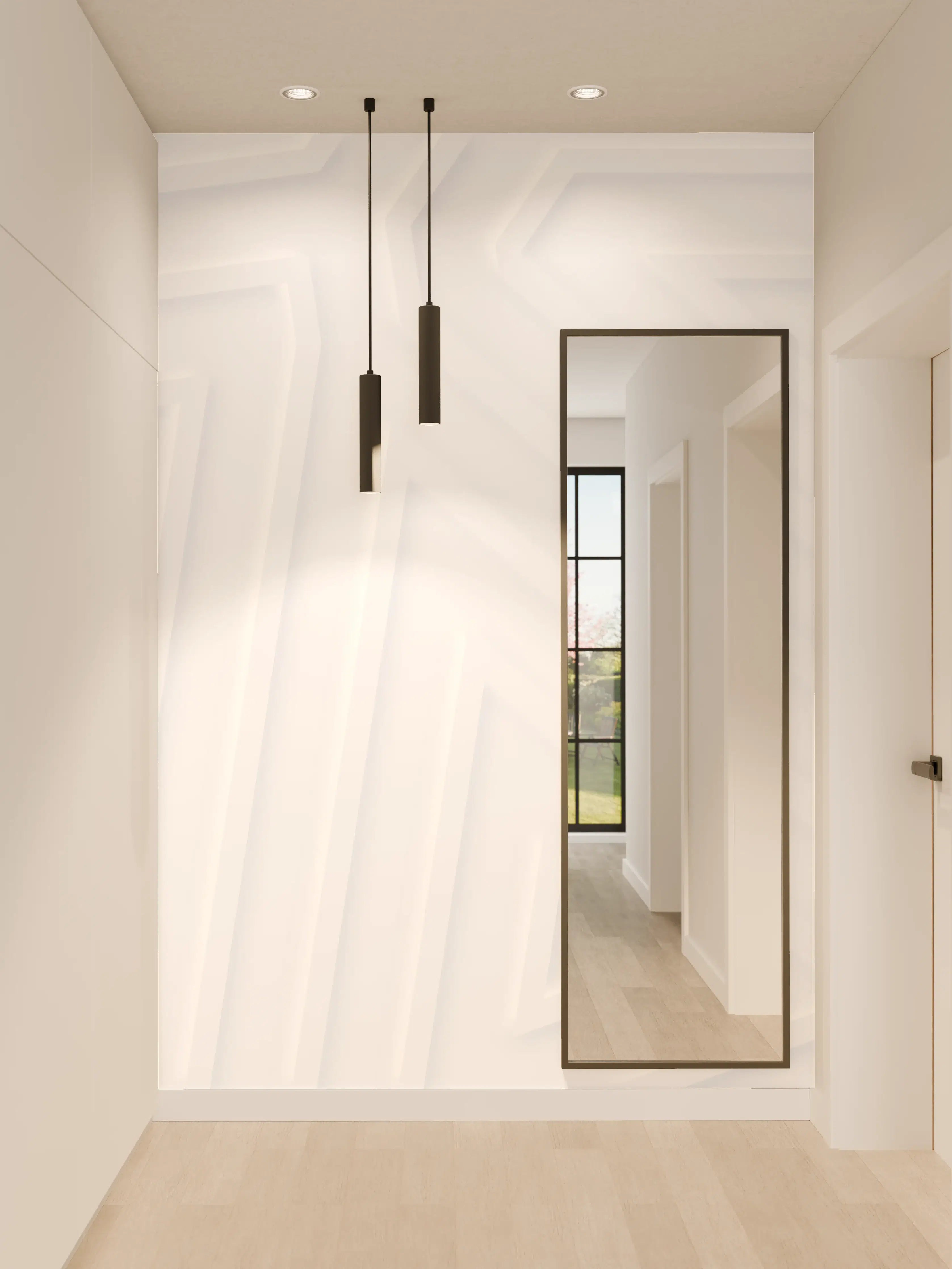 Wandverkleidung Flur - Moderne weiße Wand mit geometrischem Muster