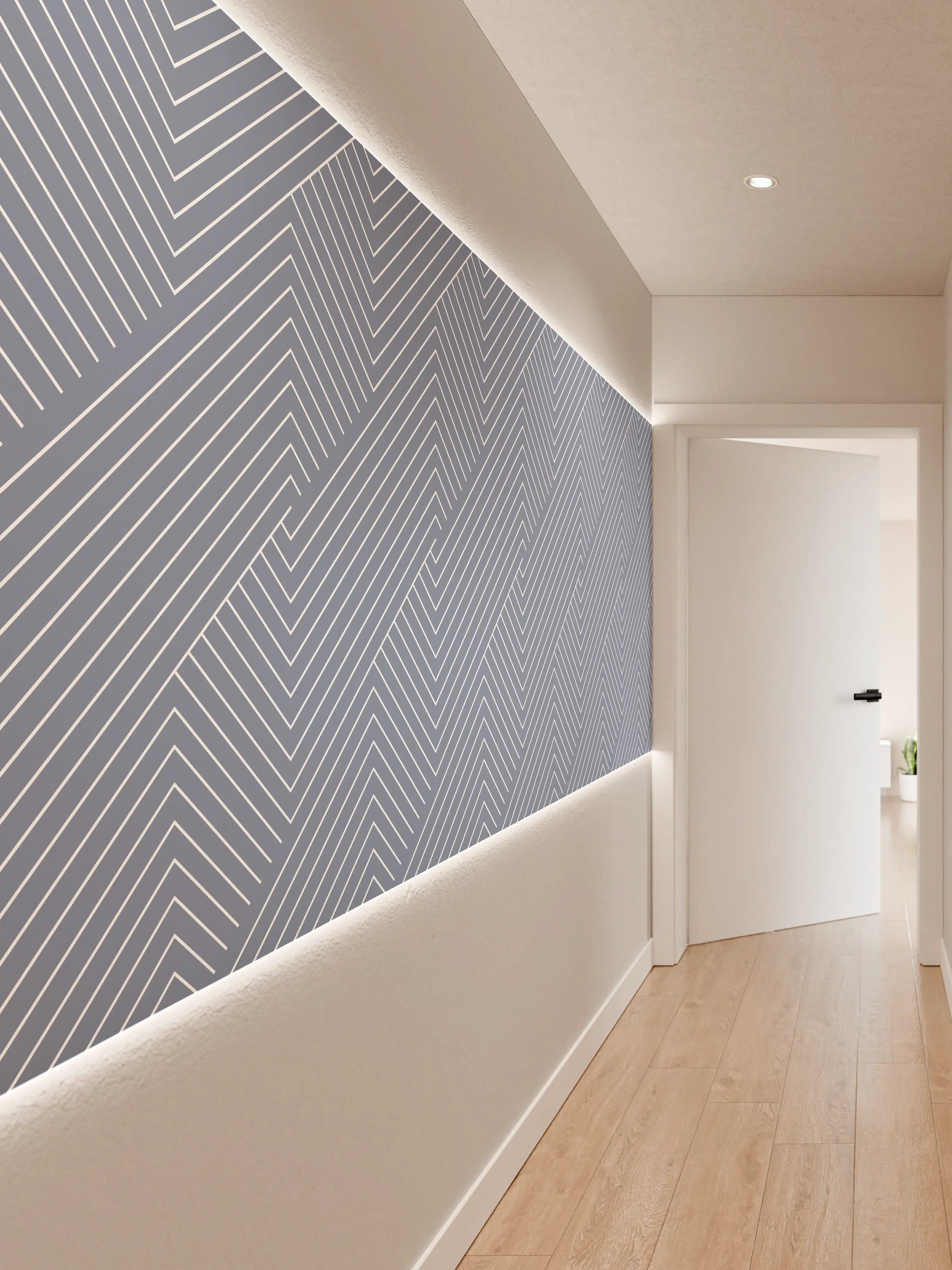 Wandverkleidung Flur - Moderne, geometrische Wandgestaltung in Grau