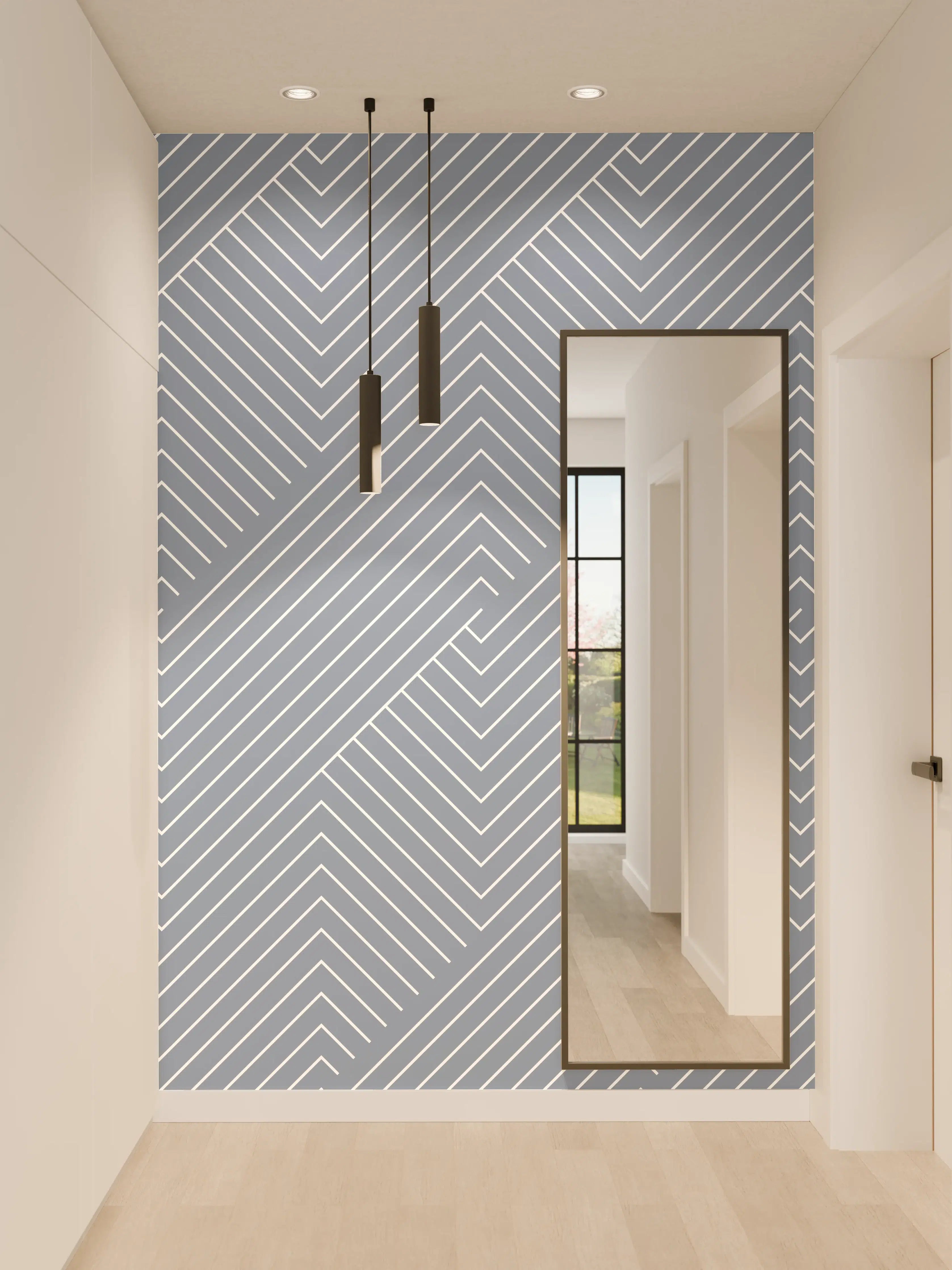 Wandverkleidung Flur - Moderne, geometrische Wandgestaltung in Grau