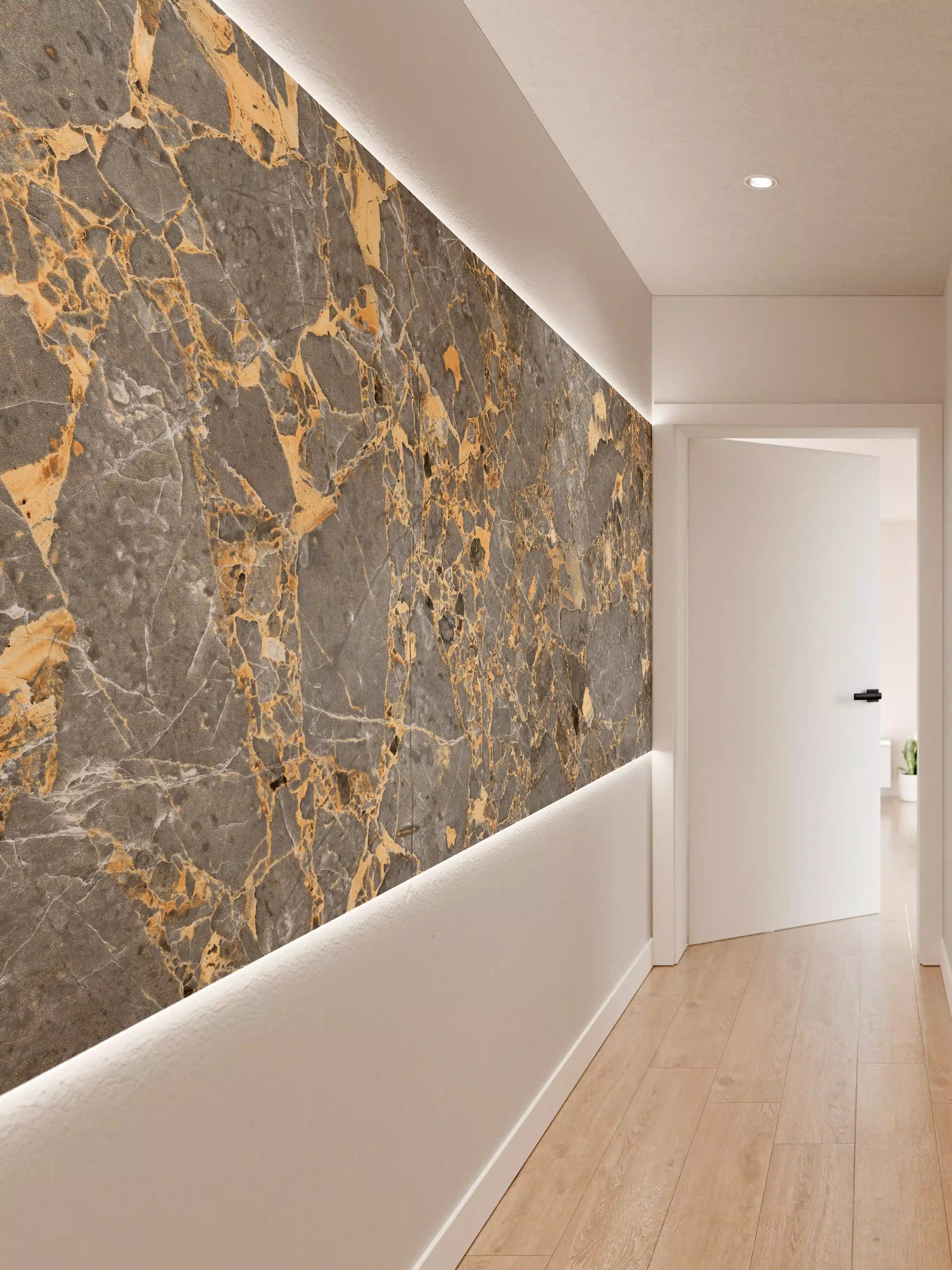 Wandverkleidung Flur - Moderner Granitboden in dunklen Tönen