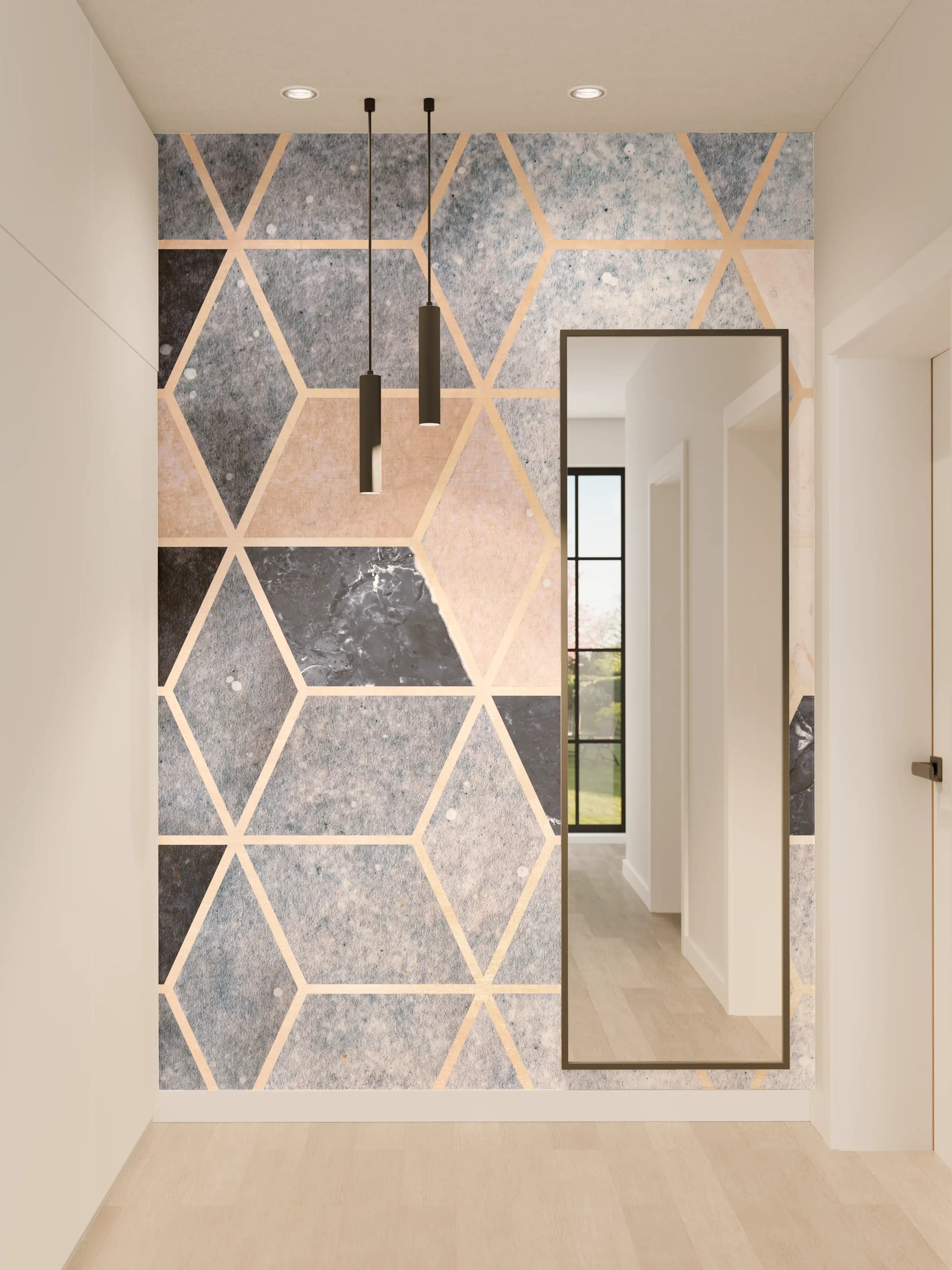 Wandverkleidung Flur - Moderner Marmordesign-Fliesenmuster mit geometrischen Mustern