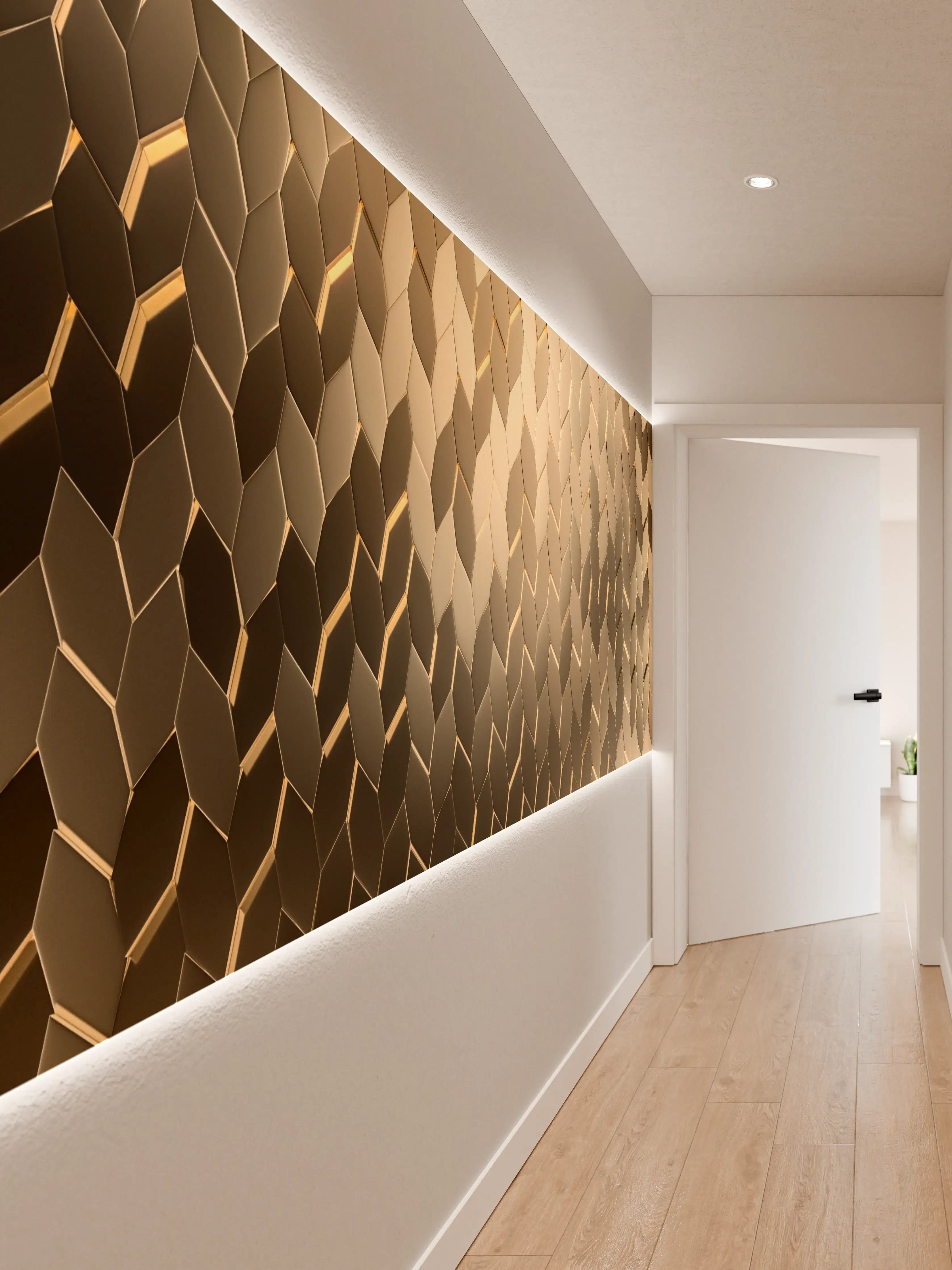Wandverkleidung Flur - Modernes Muster mit Metallic-Effekt