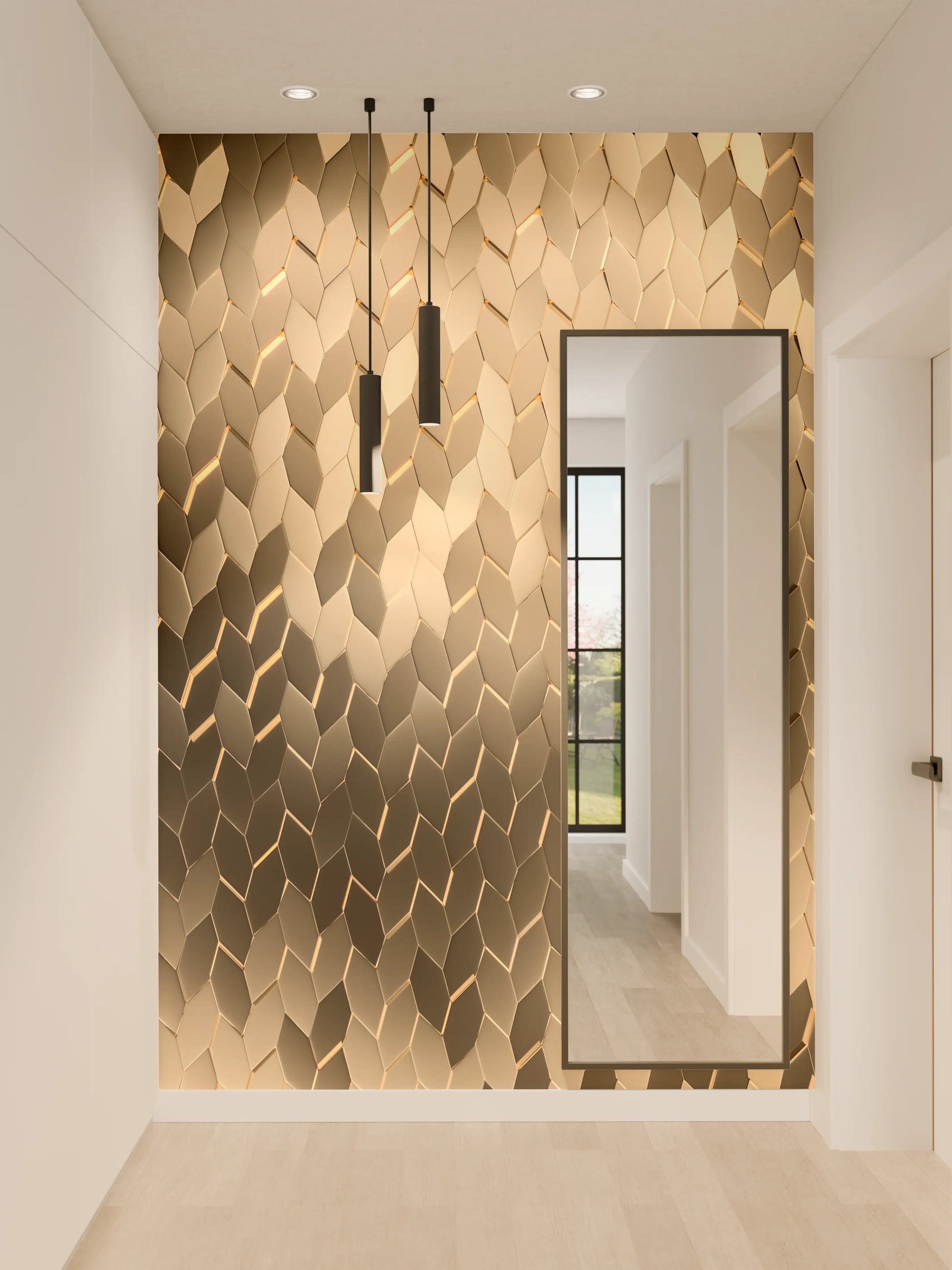 Wandverkleidung Flur - Modernes Muster mit Metallic-Effekt
