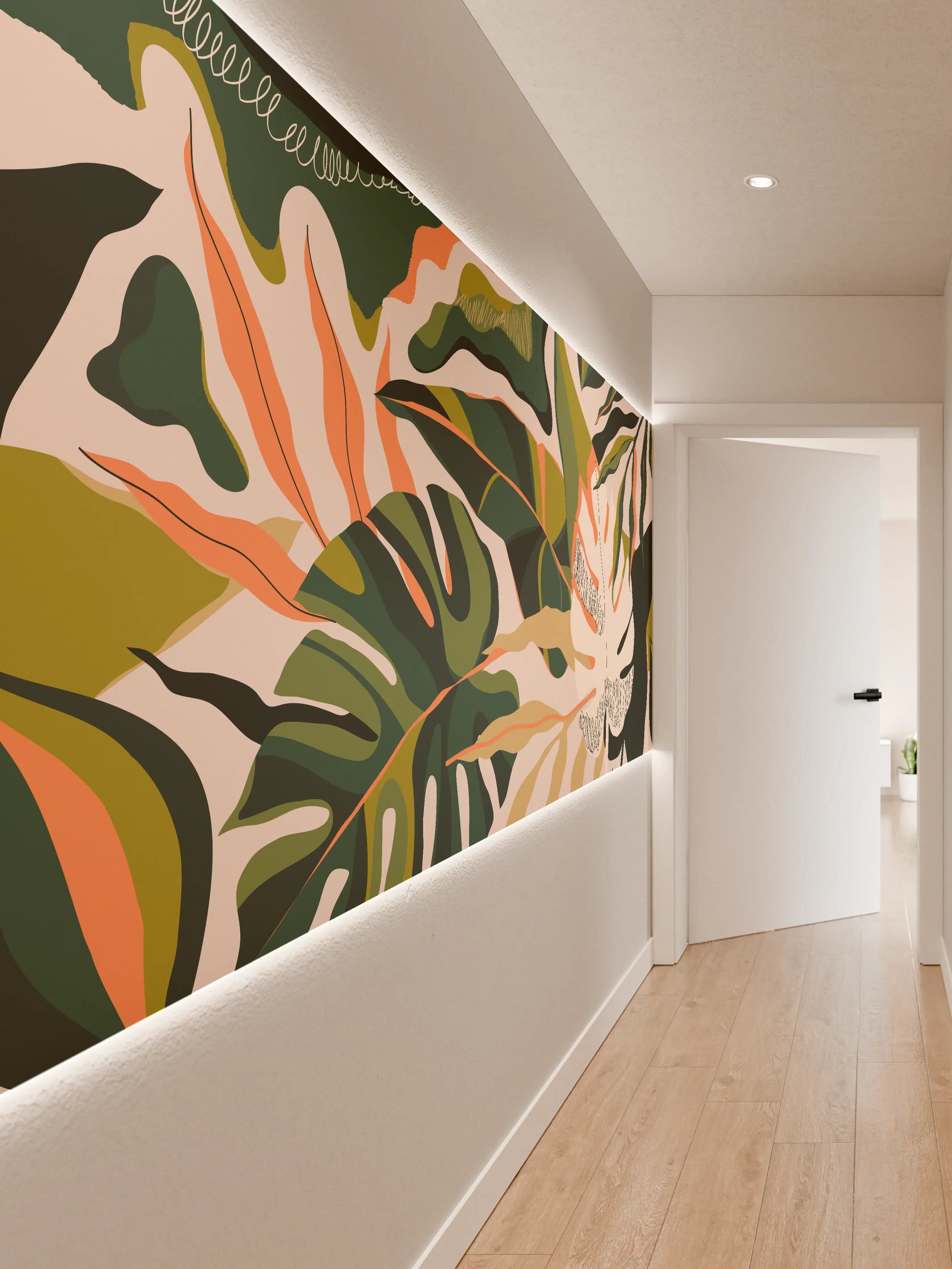 Wandverkleidung Flur - Monstera Tropic Blattmuster