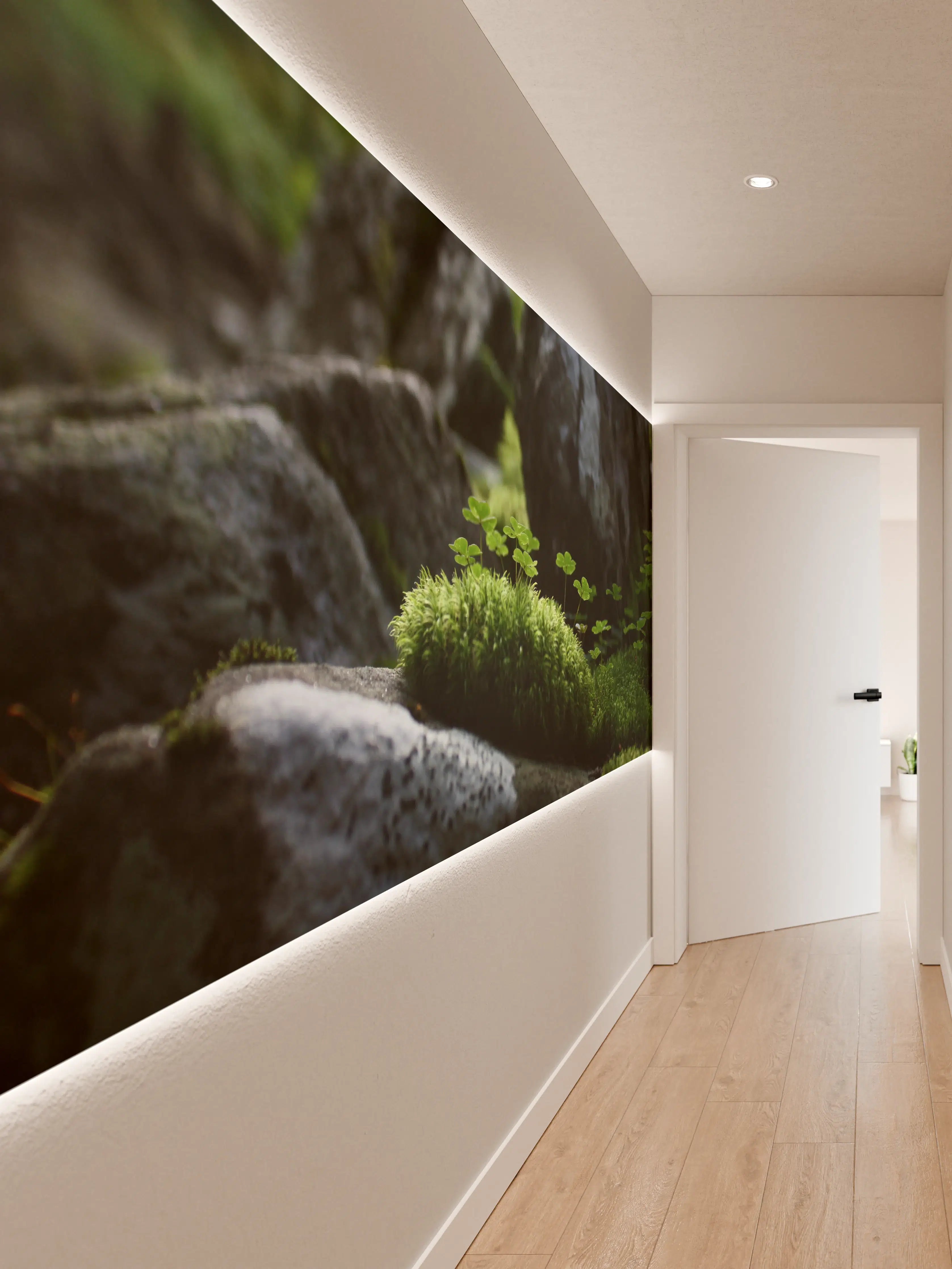 Wandverkleidung Flur - Moos und Steine in natürlicher Umgebung