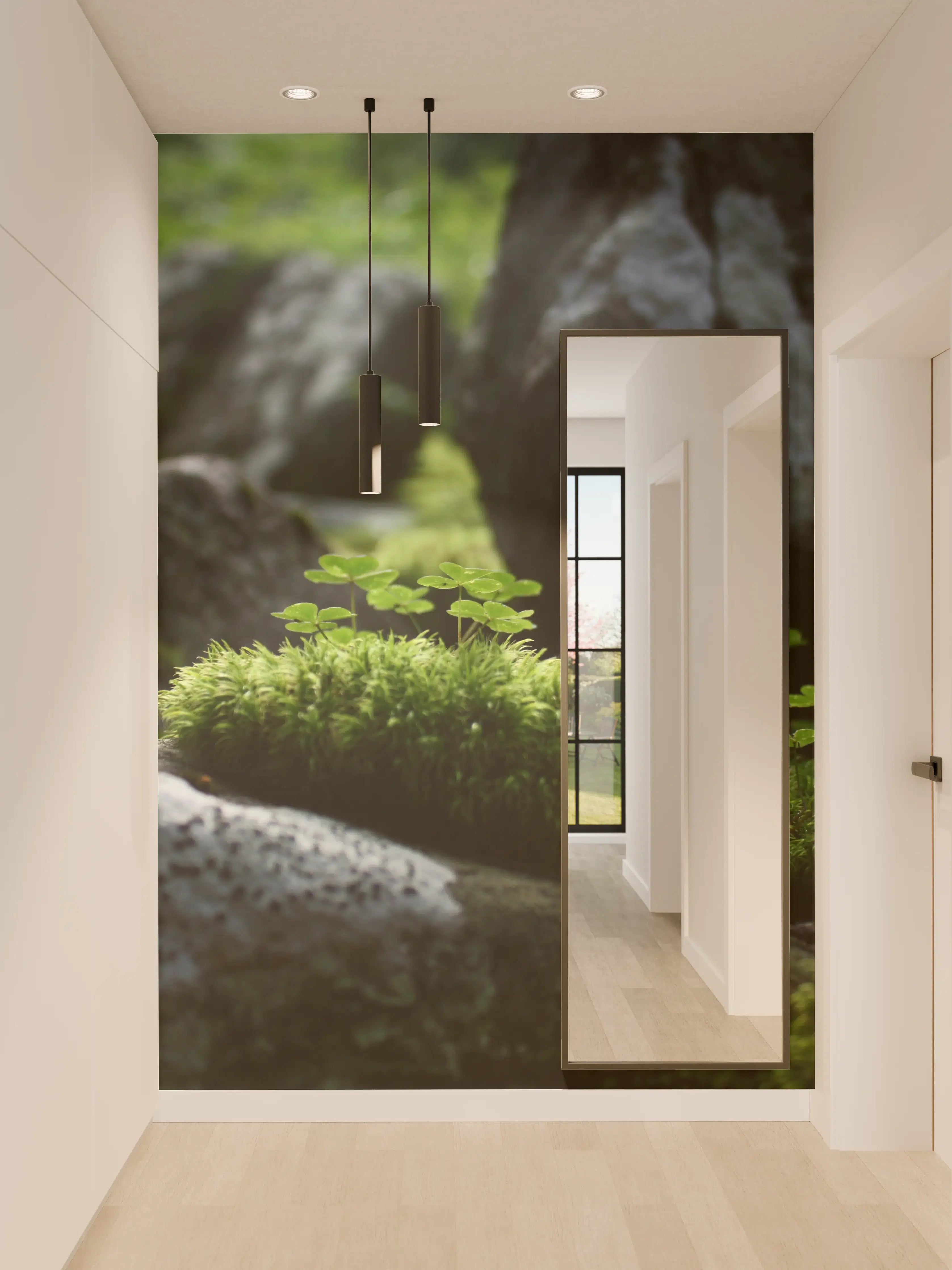 Wandverkleidung Flur - Moos und Steine in natürlicher Umgebung