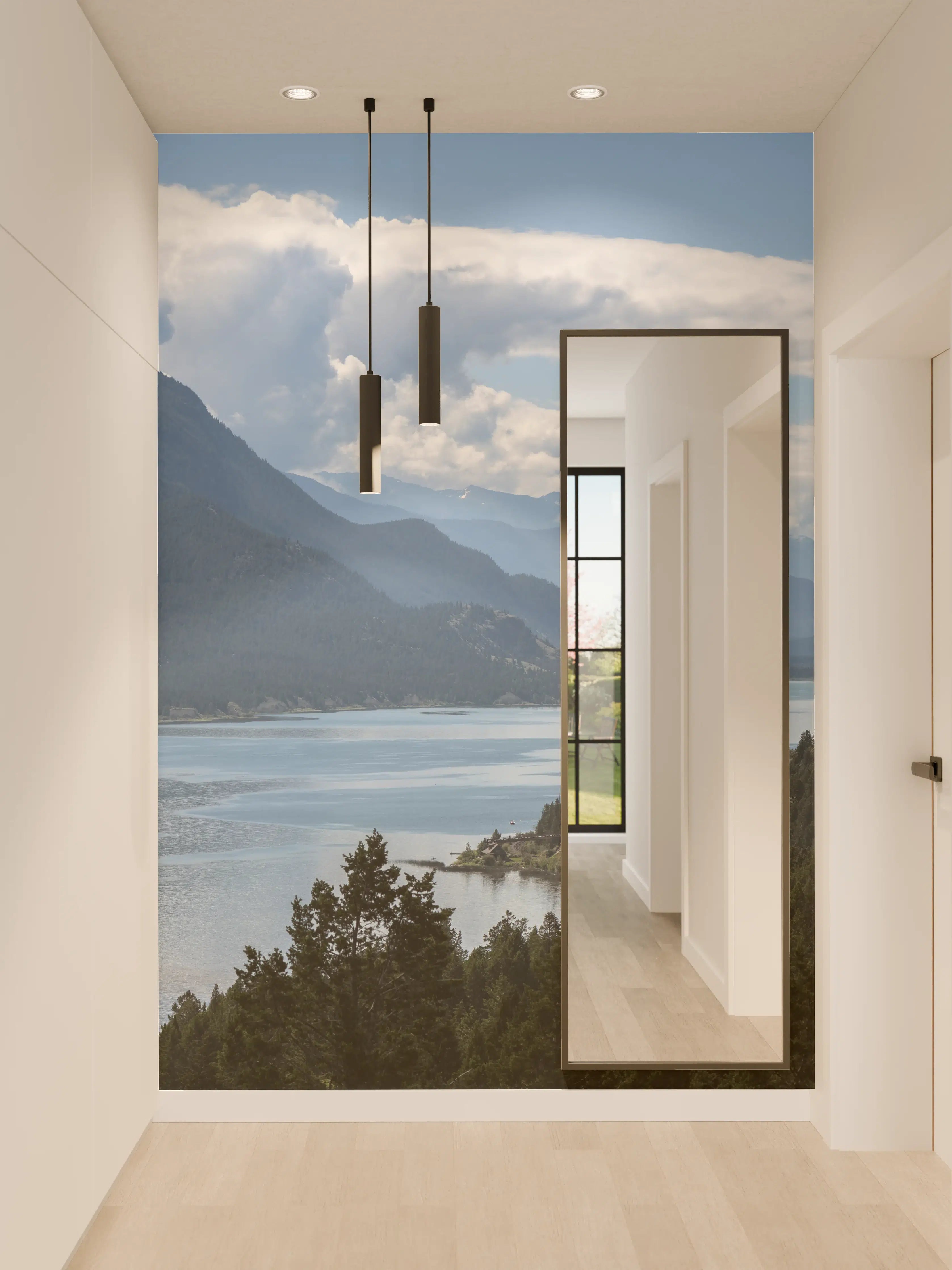 Wandverkleidung Flur - Morgennebel über den Gipfeln des Fairmont Ridge