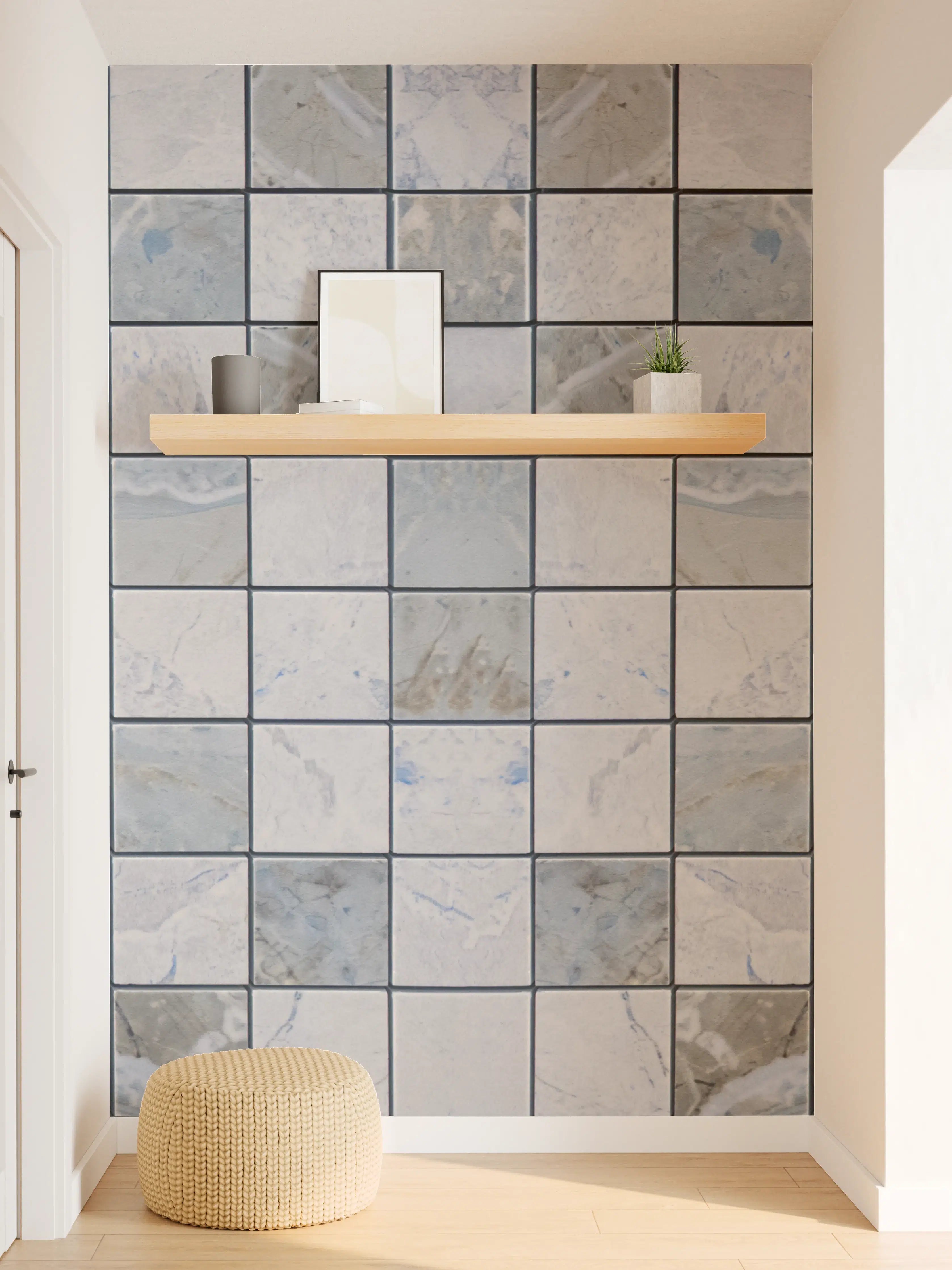 Wandverkleidung Flur - Mosaik Fliesen in Grau und Blau