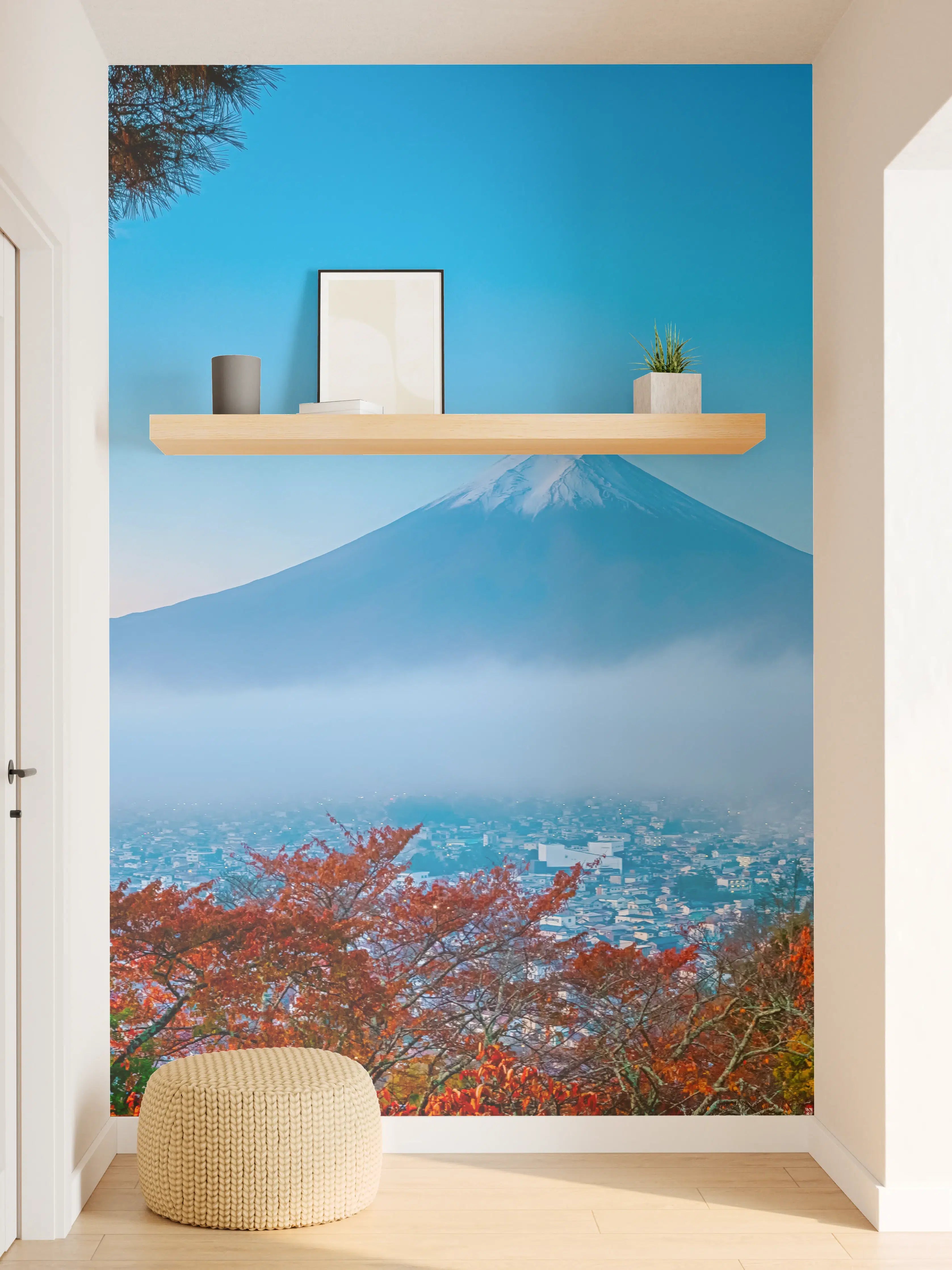 Wandverkleidung Flur - Mount Fuji mit Pagode im Herbst