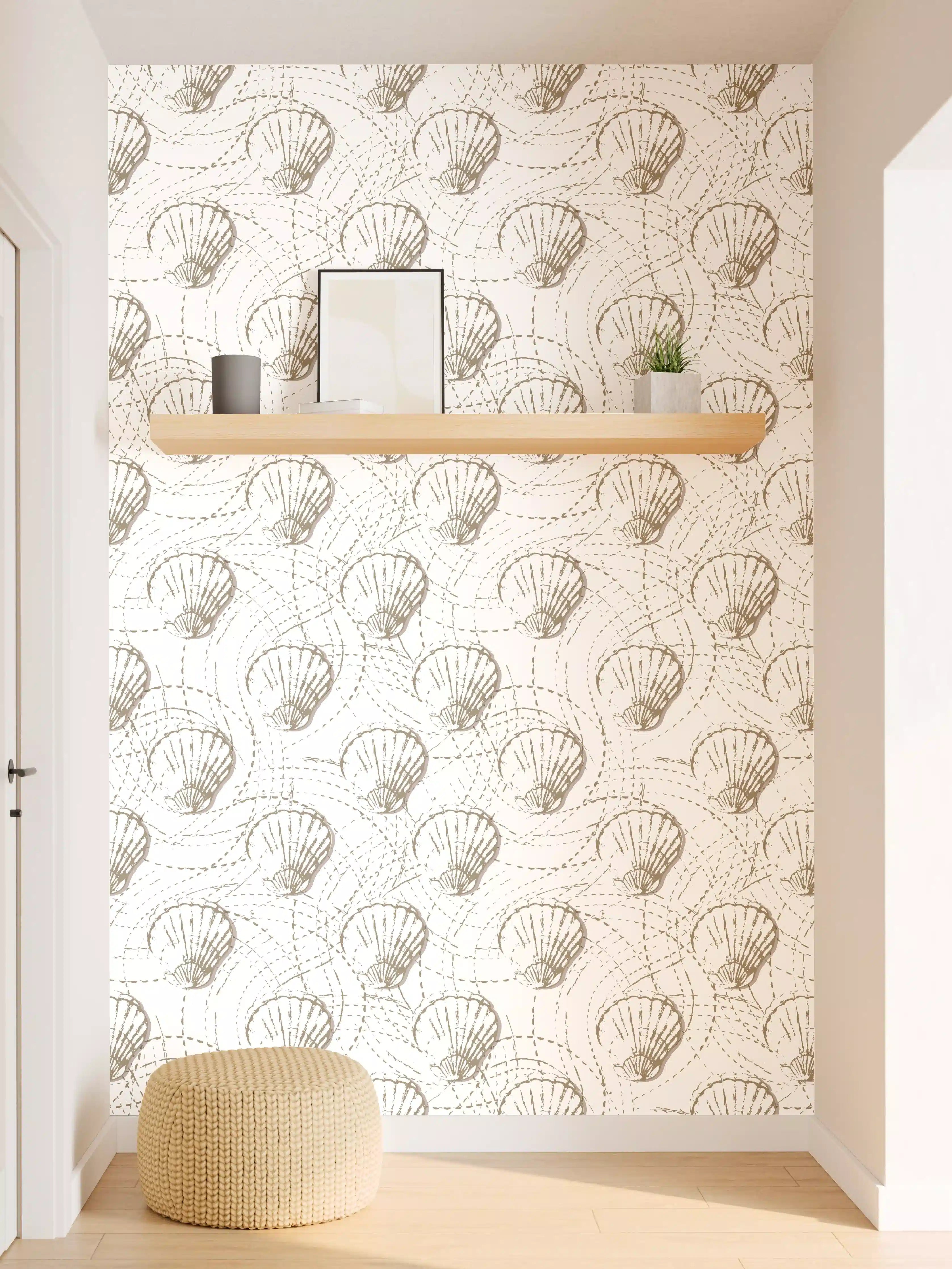 Wandverkleidung Flur - Muschel-Muster Weiß-Beige