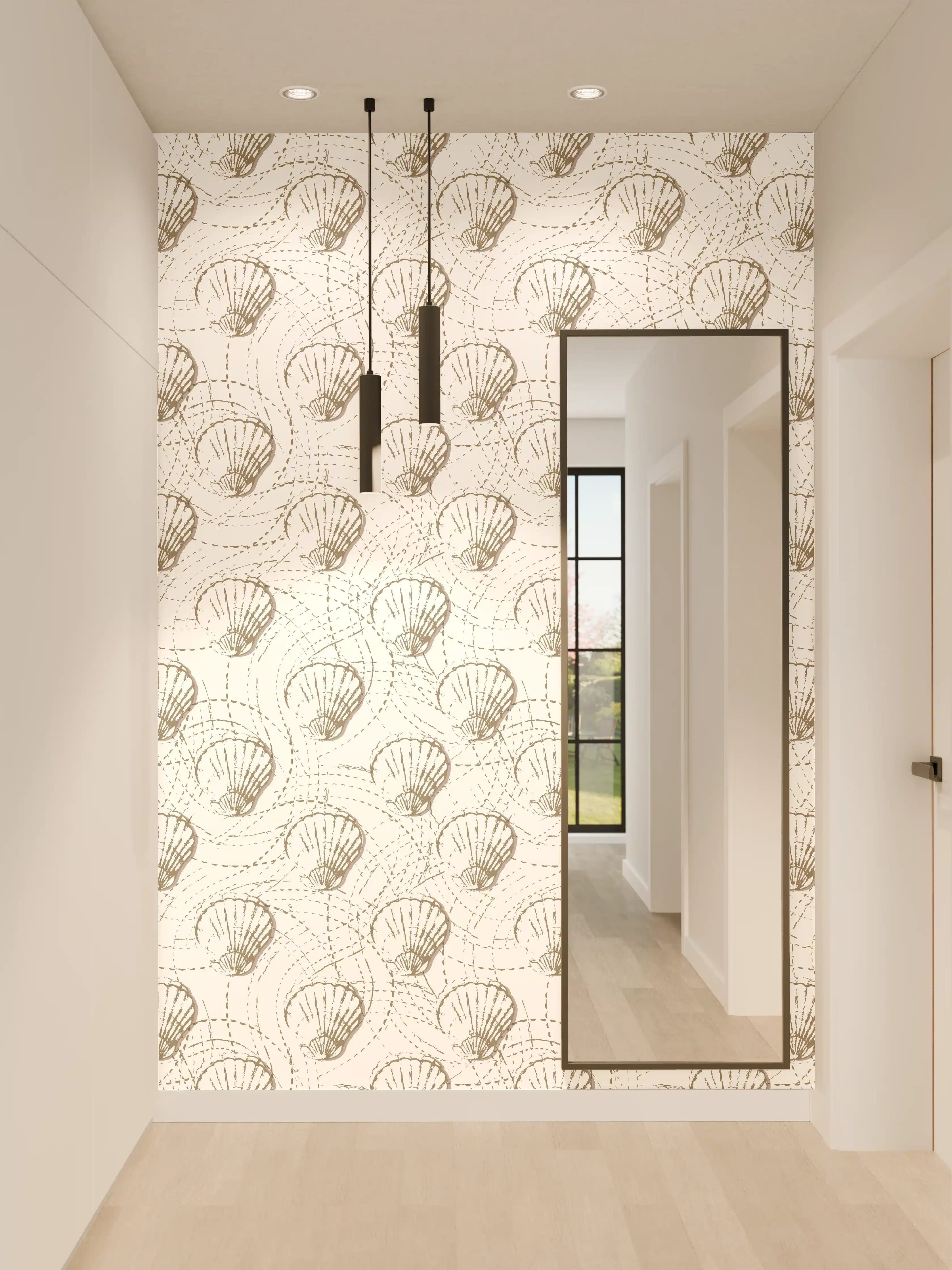 Wandverkleidung Flur - Muschel-Muster Weiß-Beige