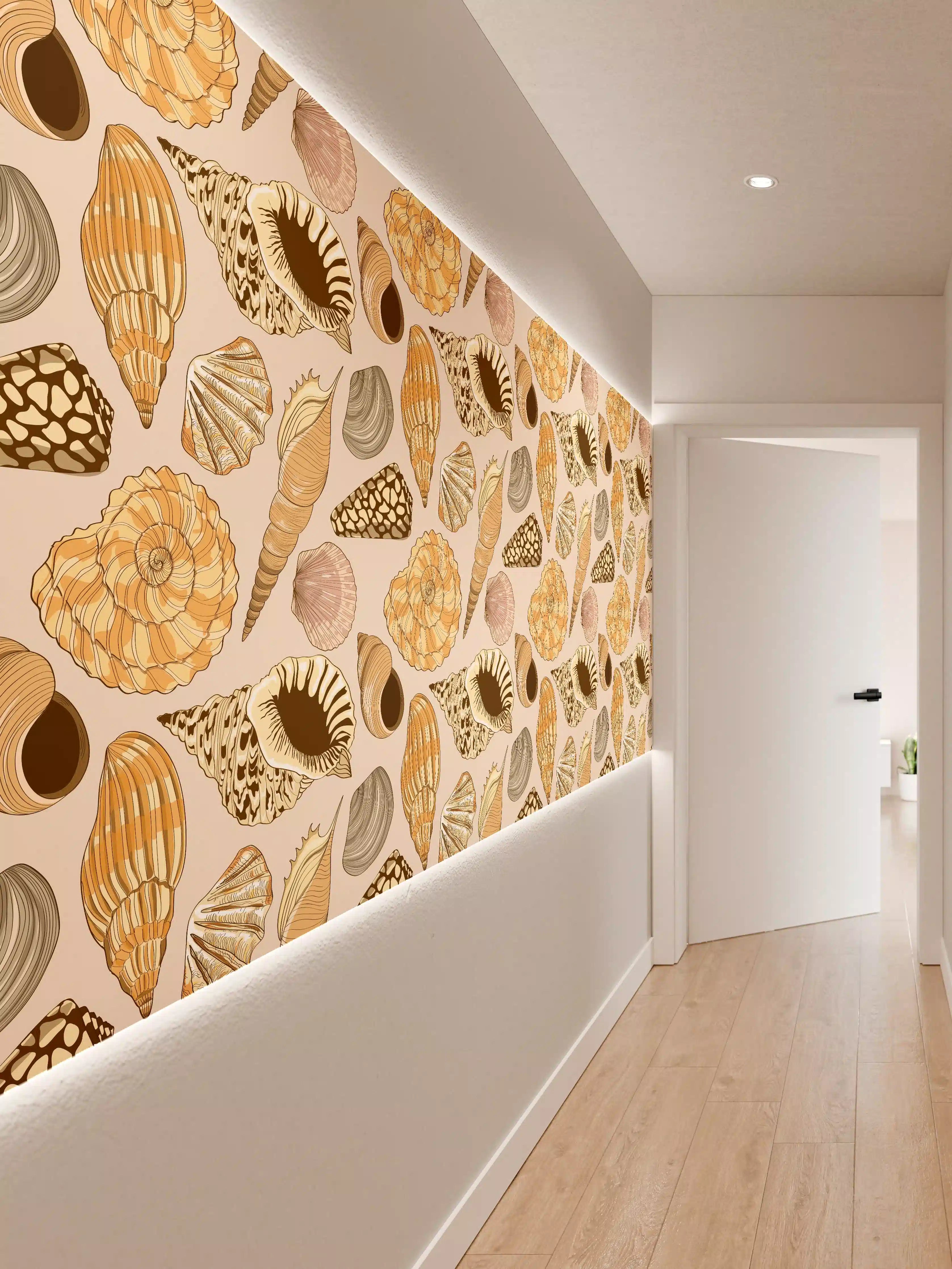 Wandverkleidung Flur - Muschelmuster Beige-Orange