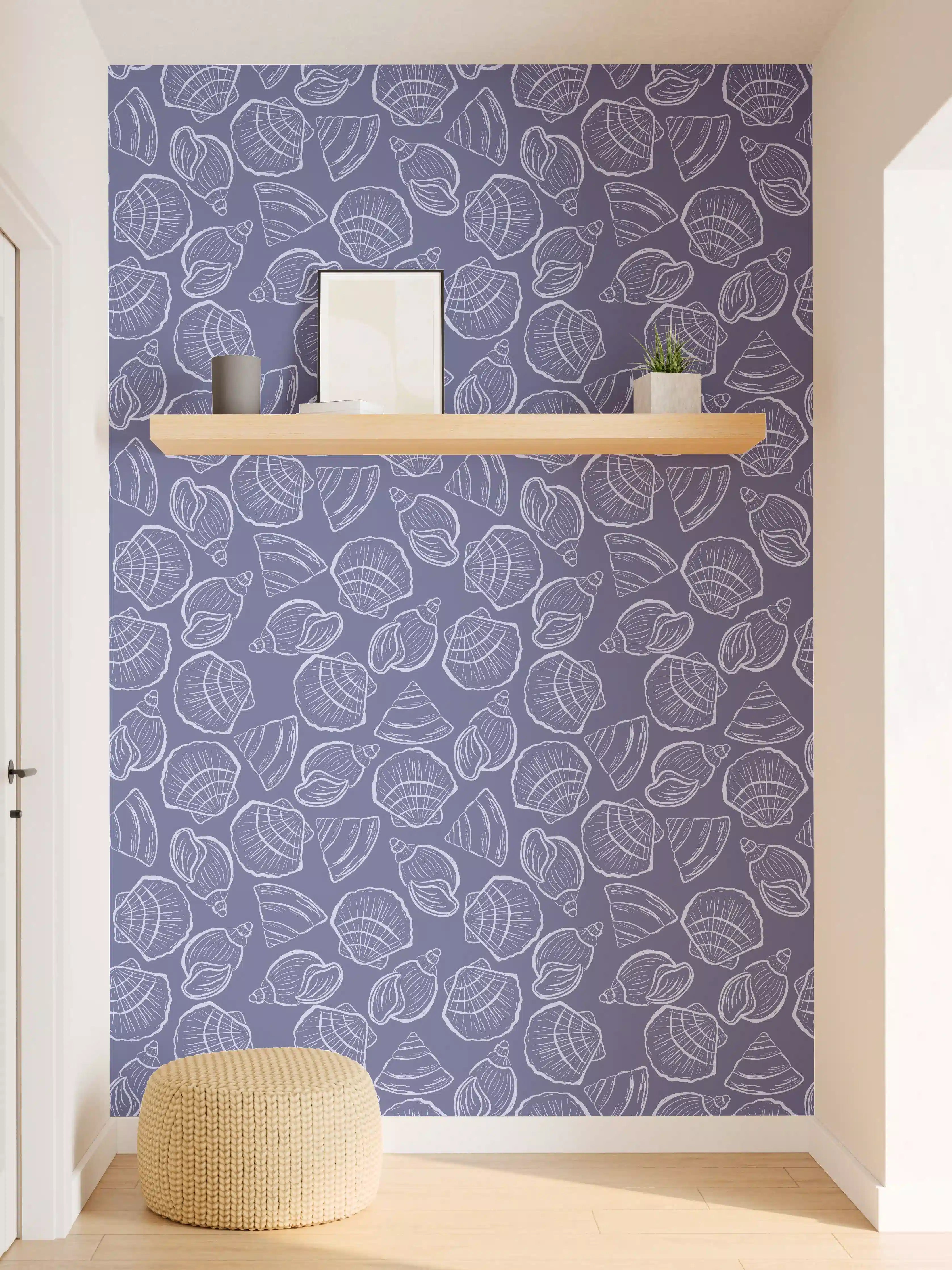 Wandverkleidung Flur - Muschelmuster Mitternachtsblau
