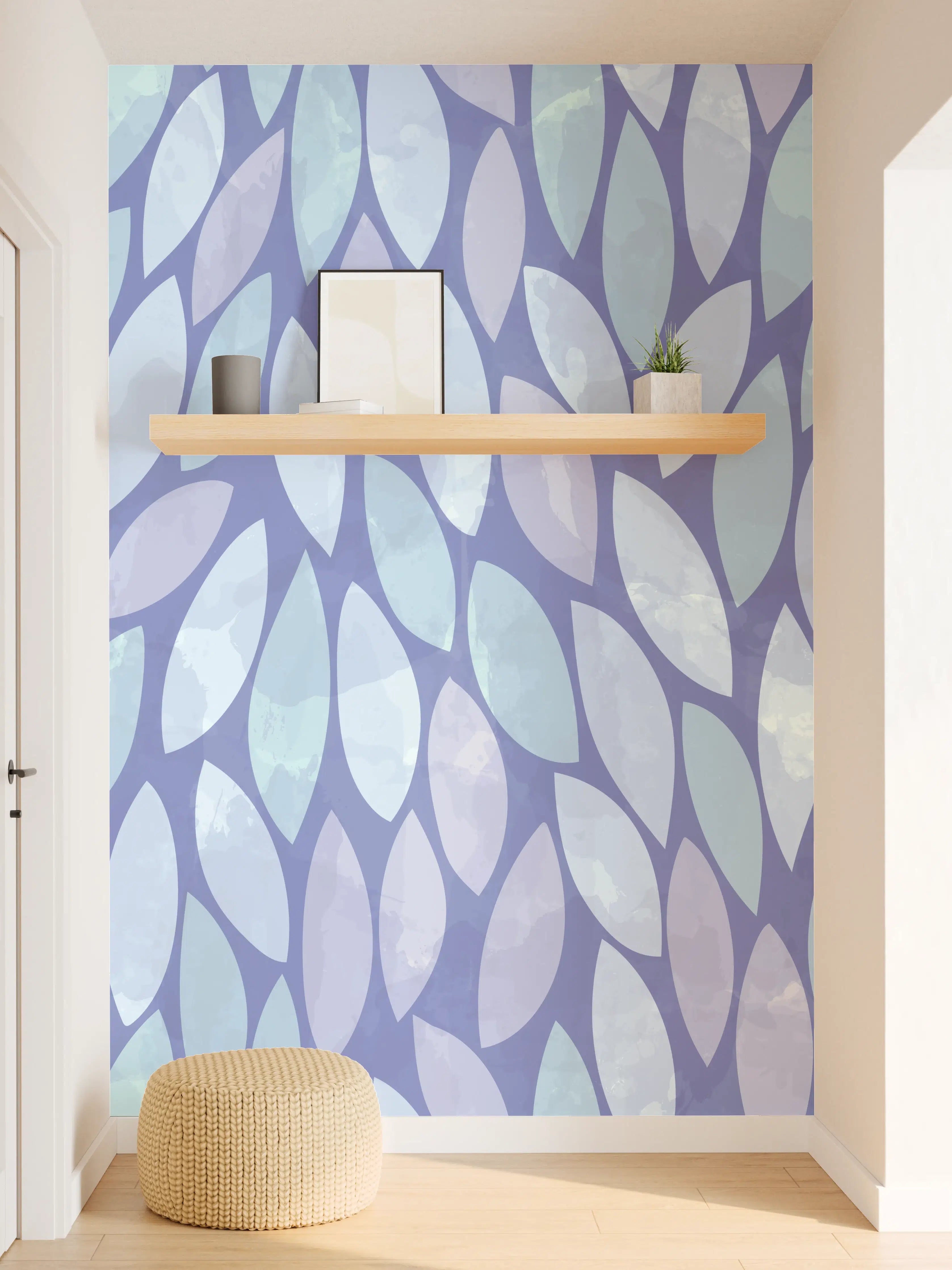 Wandverkleidung Flur - Musterhaftes Design in Blau und Grau