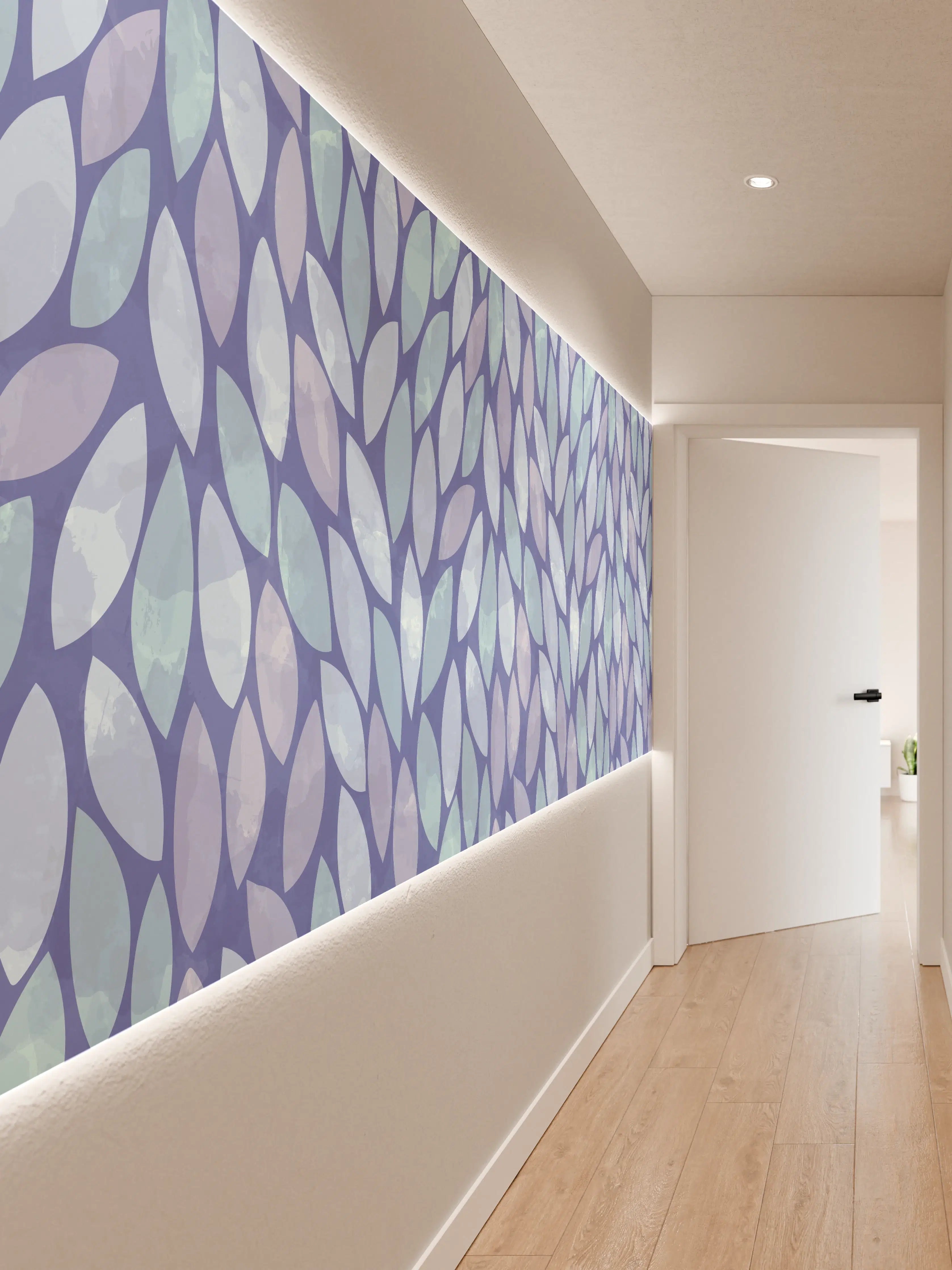 Wandverkleidung Flur - Musterhaftes Design in Blau und Grau