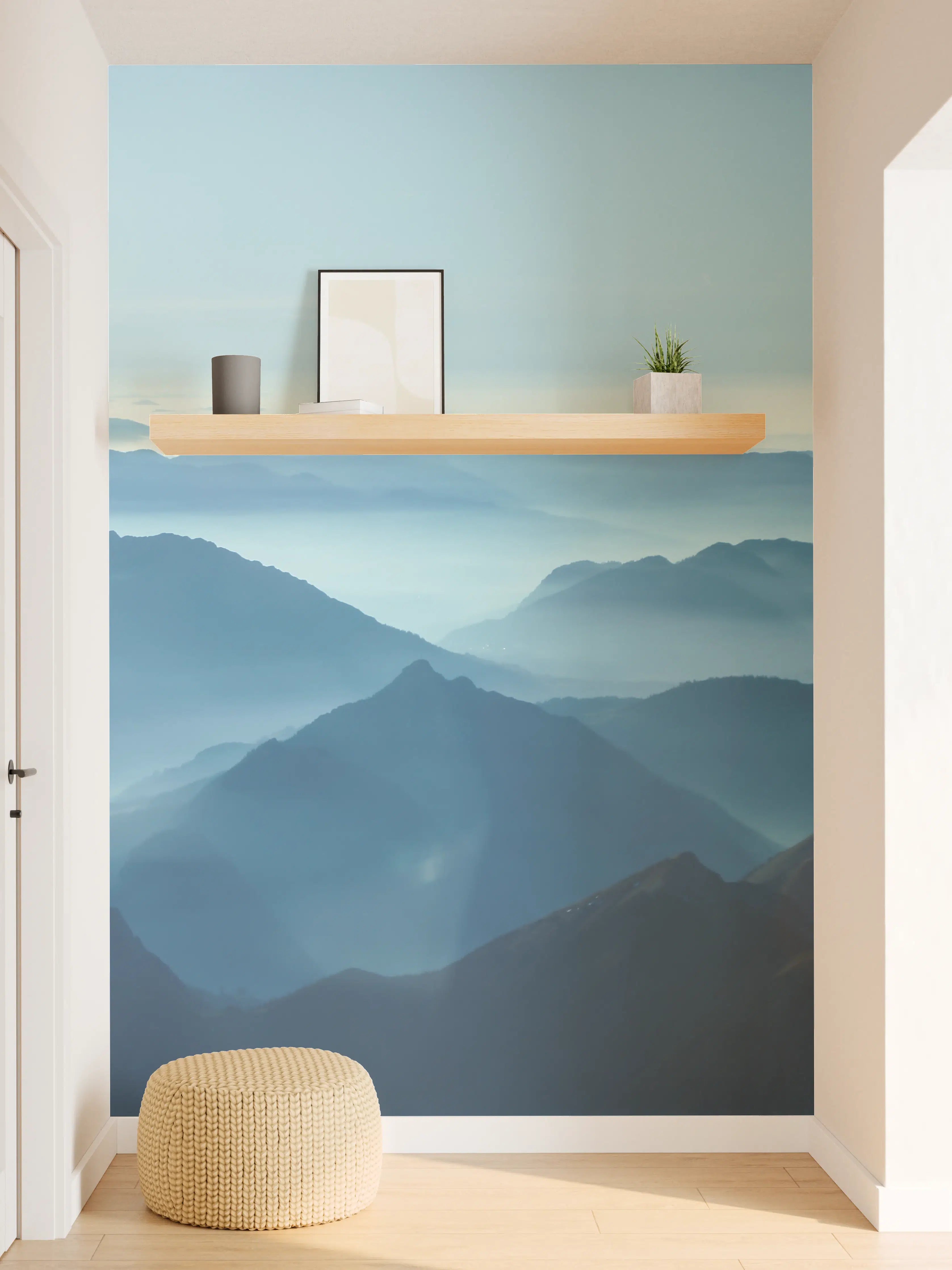 Wandverkleidung Flur - Mystische Bergwelt in Blau