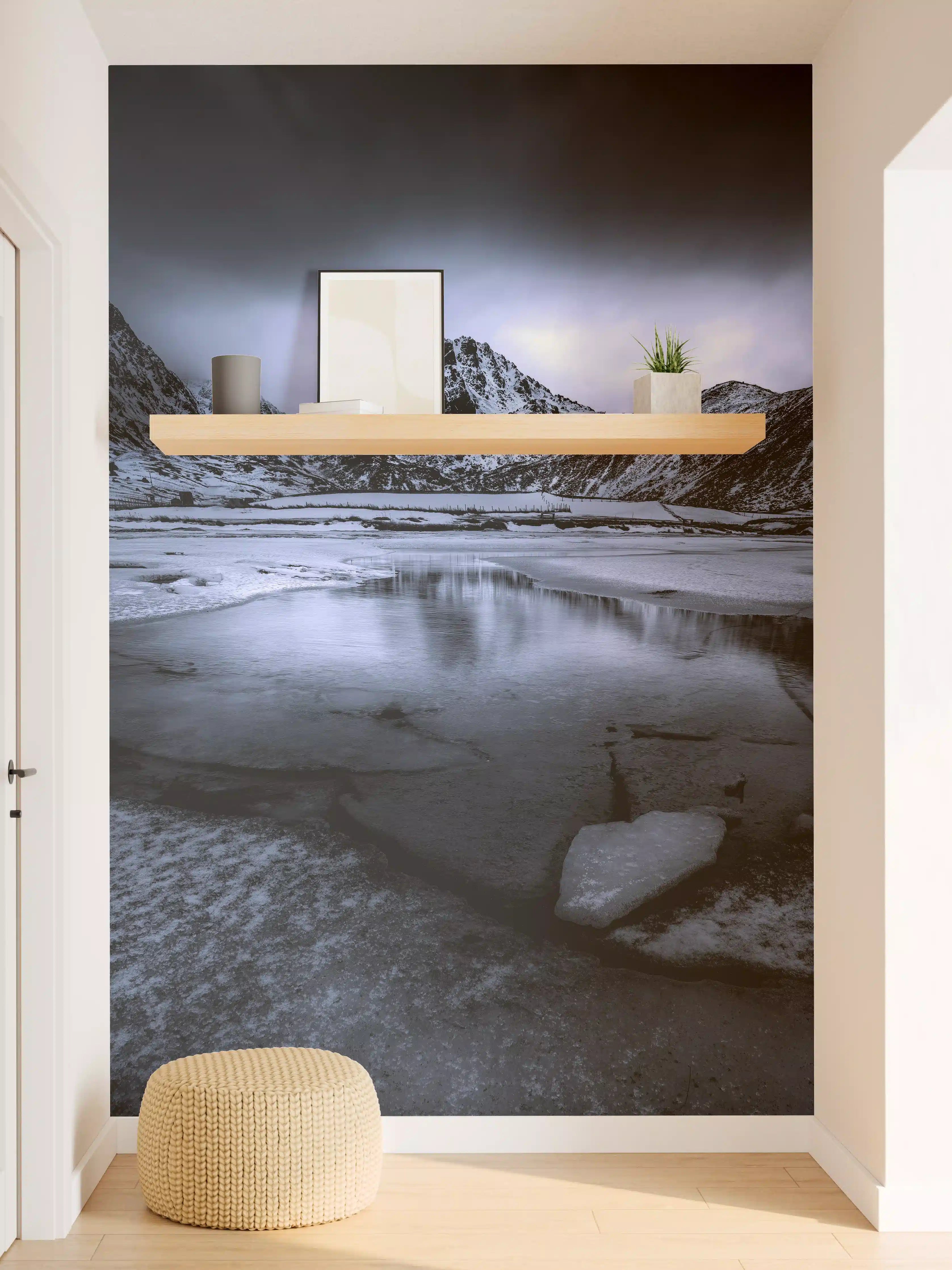 Wandverkleidung Flur - Mystische Schneelandschaft bei Nacht