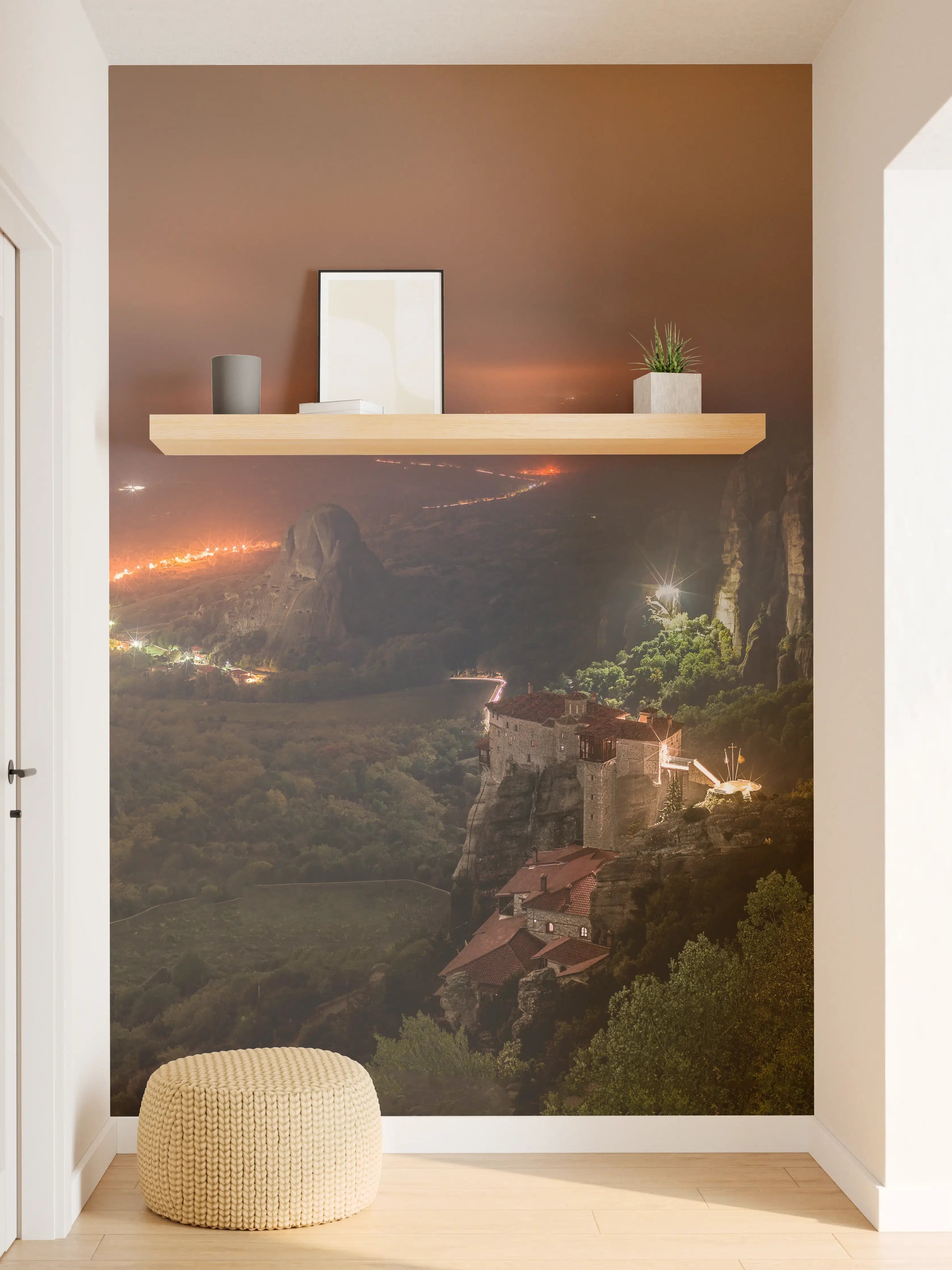 Wandverkleidung Flur - Nächtlicher Blick auf Meteora Berge