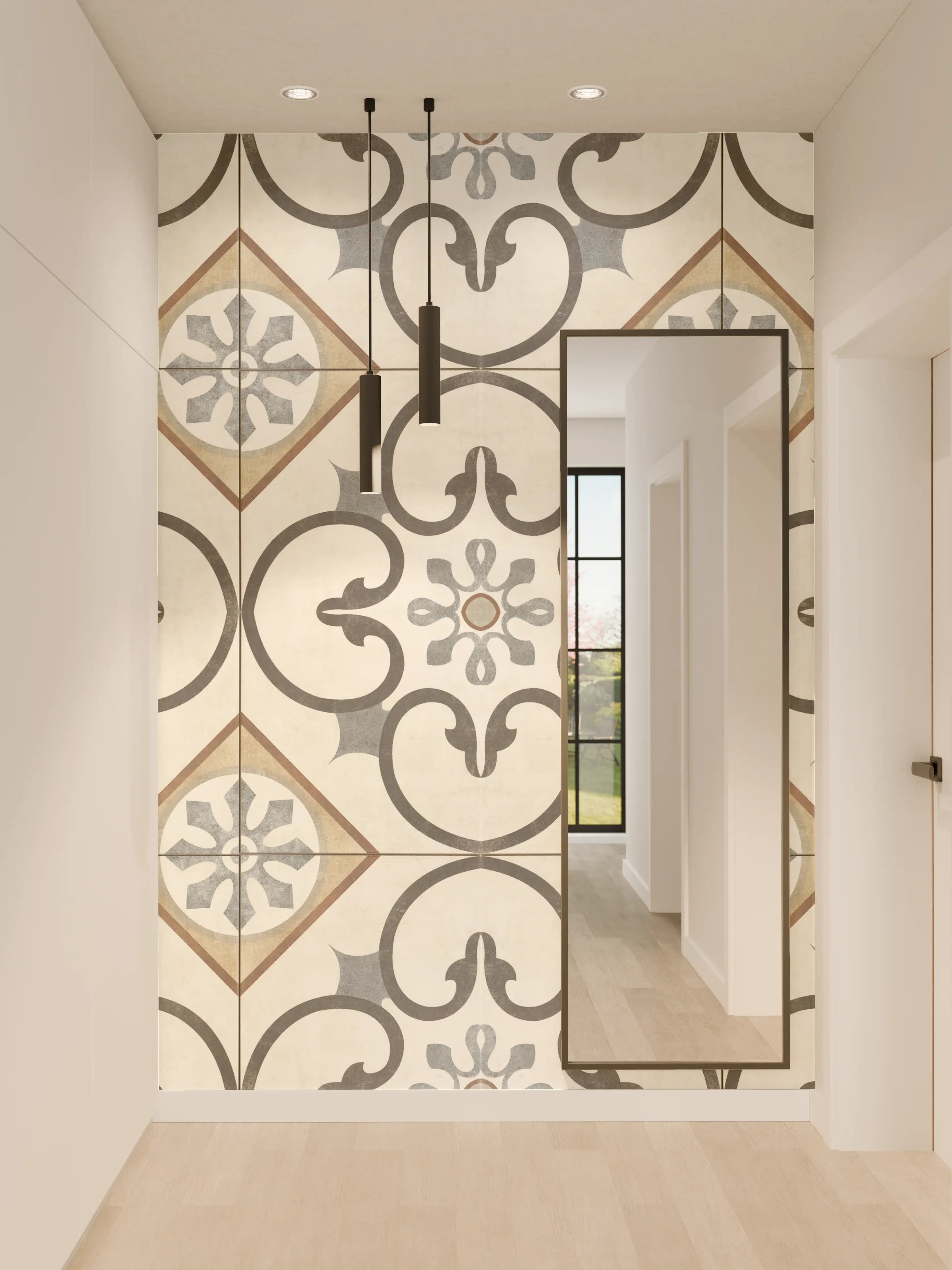 Wandverkleidung Flur - Nahtlose beige graue Fliesen