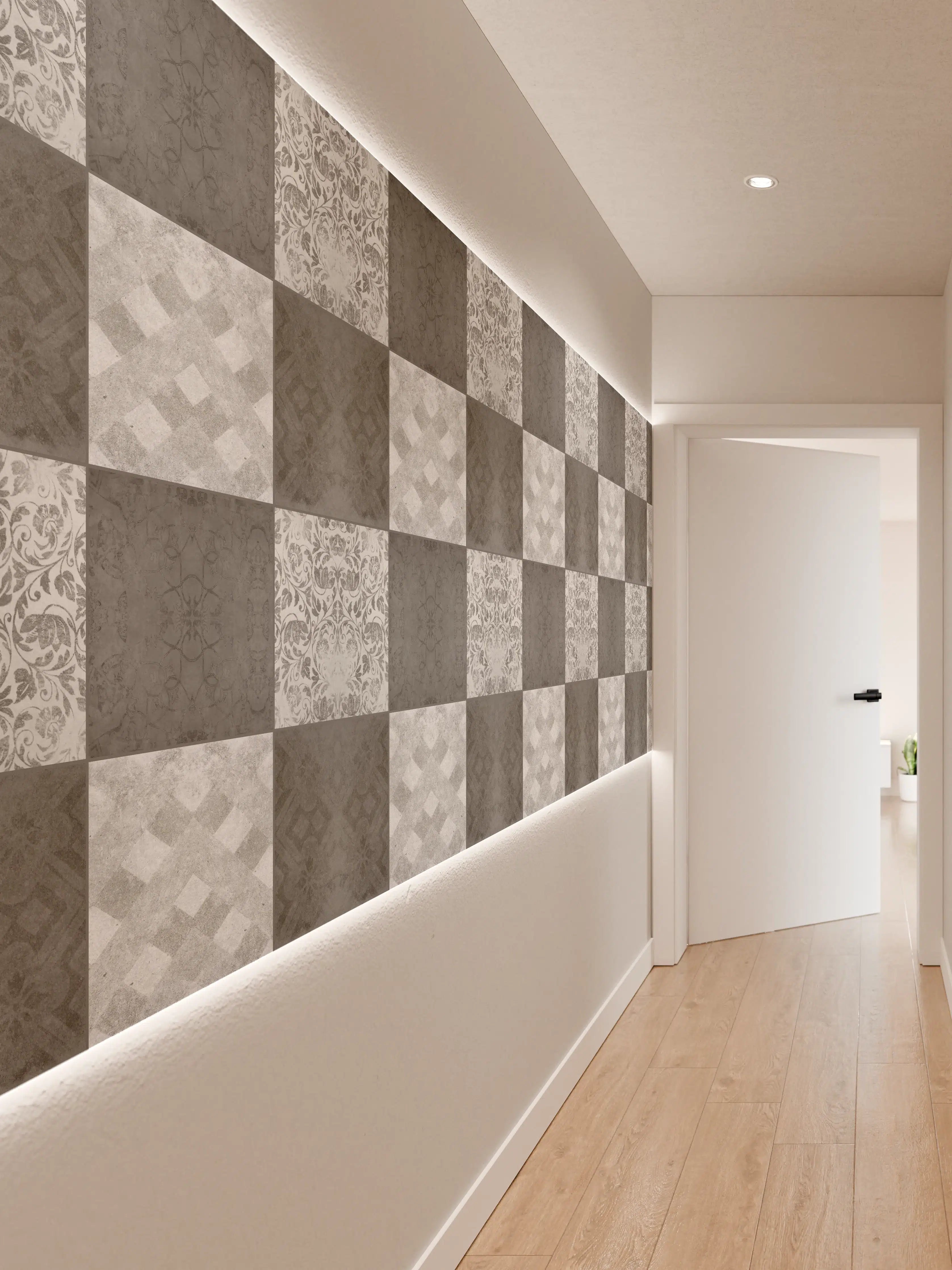 Wandverkleidung Flur - Nahtlose dunkle Vintage Fliesen