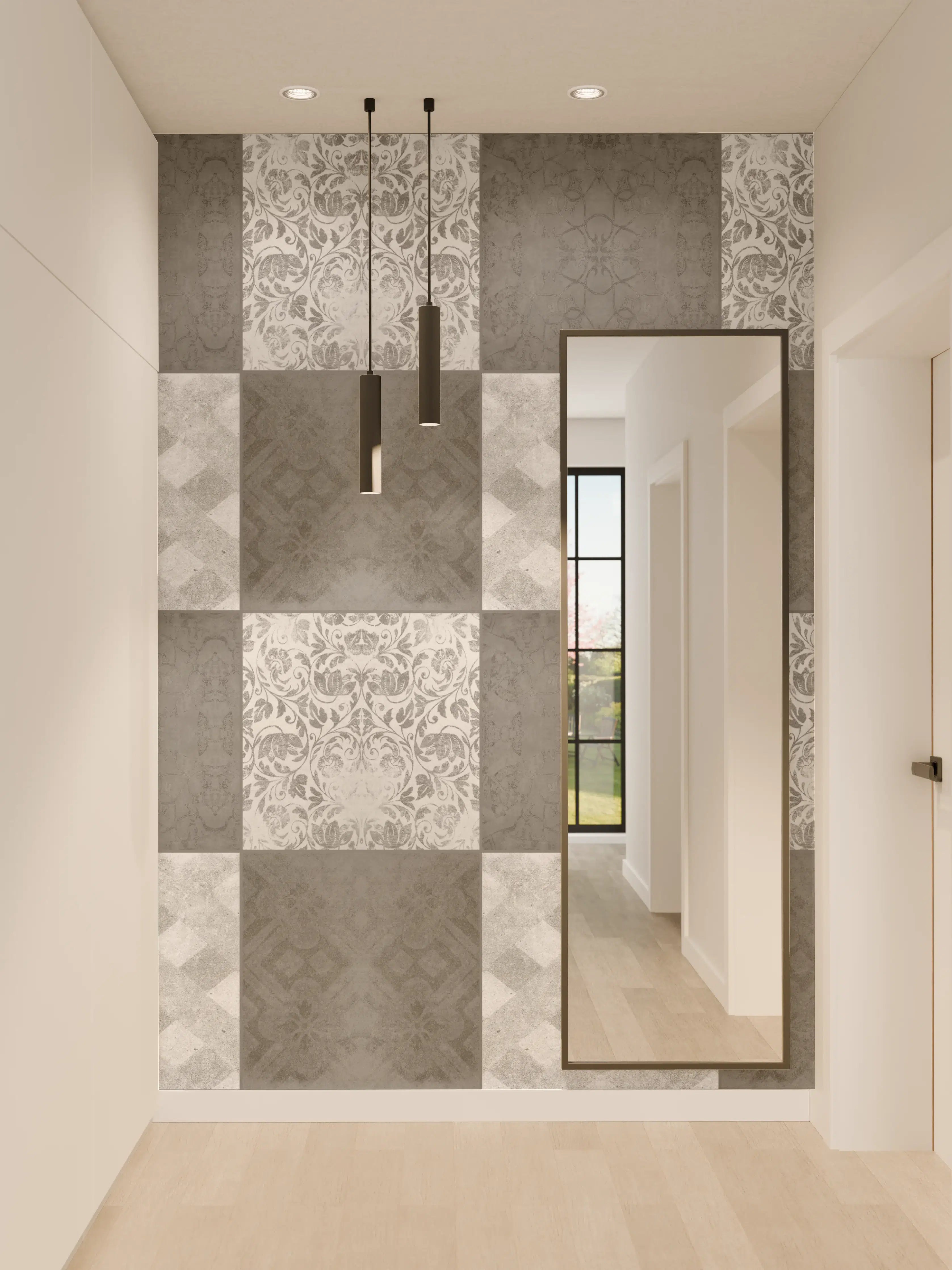 Wandverkleidung Flur - Nahtlose dunkle Vintage Fliesen