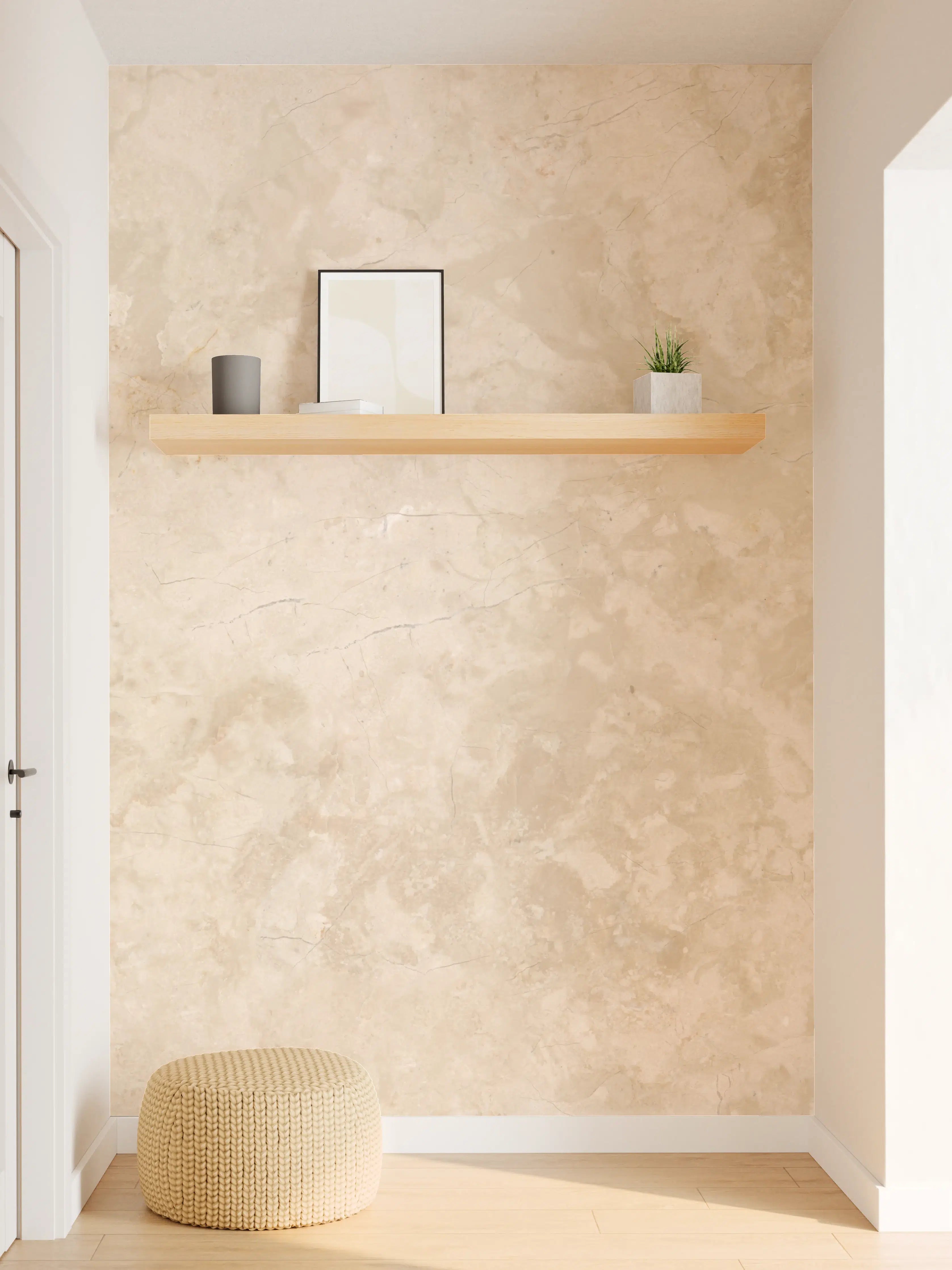 Wandverkleidung Flur - Natürliche Beige Marmor Textur