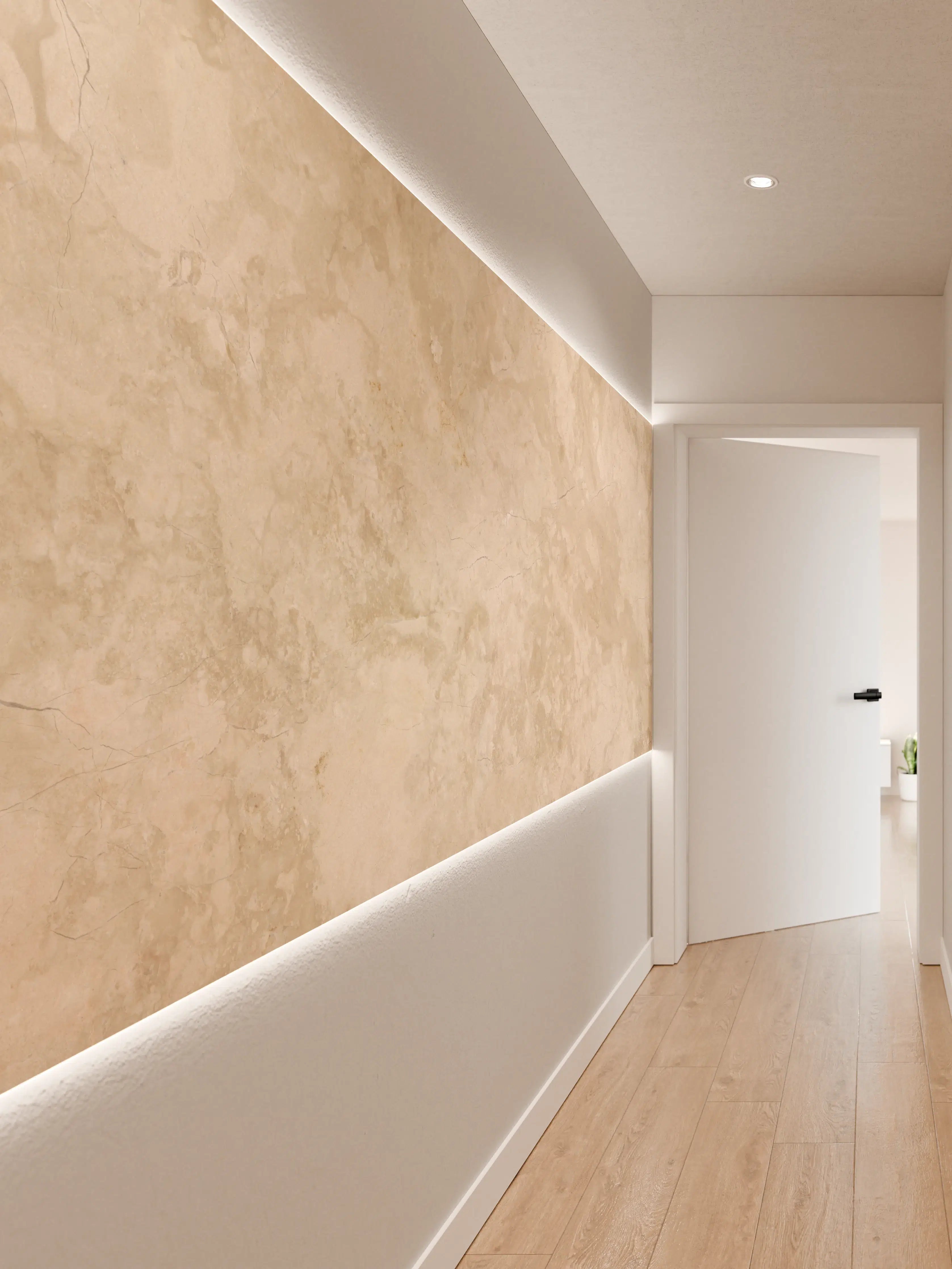 Wandverkleidung Flur - Natürliche Beige Marmor Textur