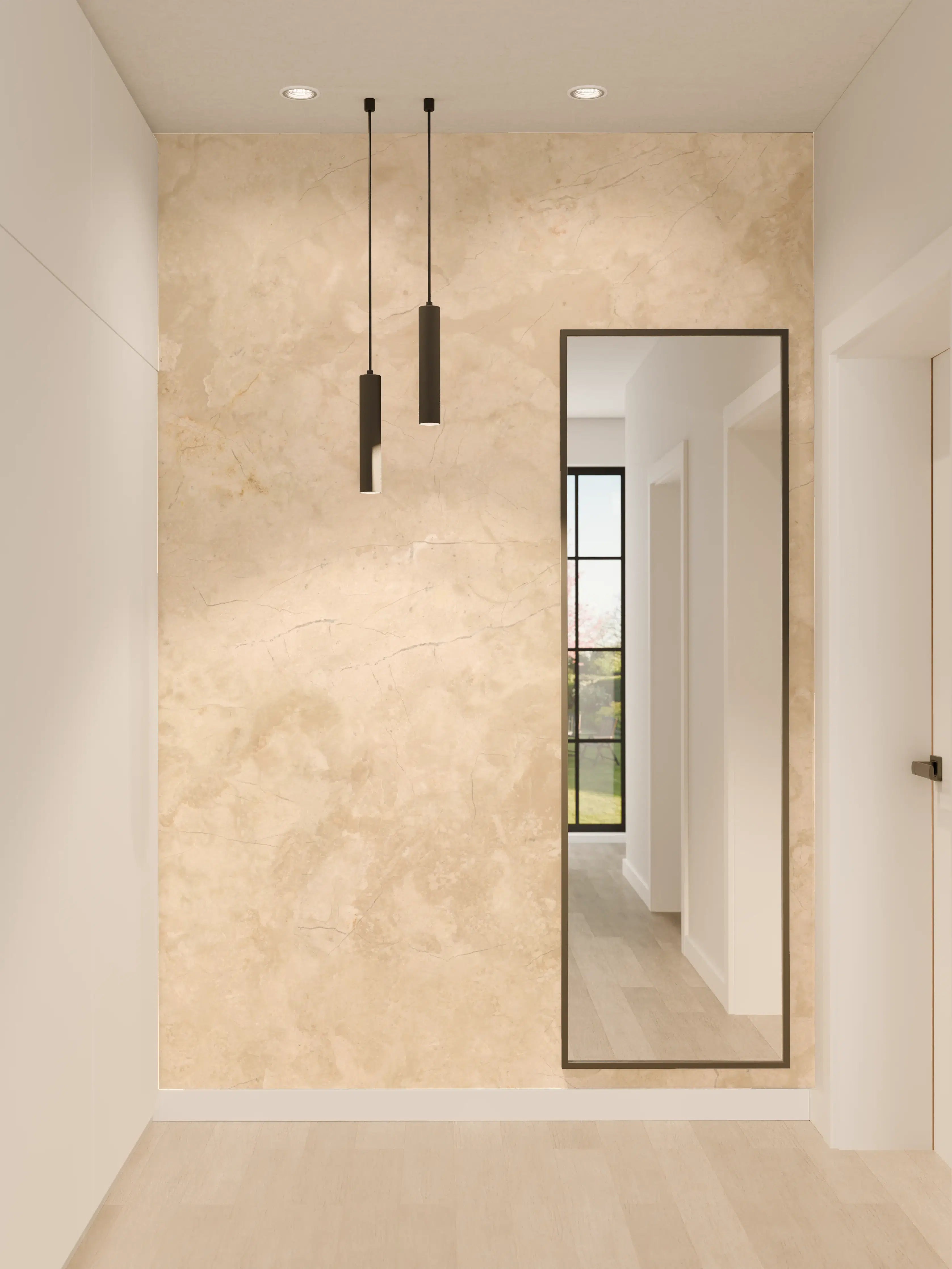 Wandverkleidung Flur - Natürliche Beige Marmor Textur