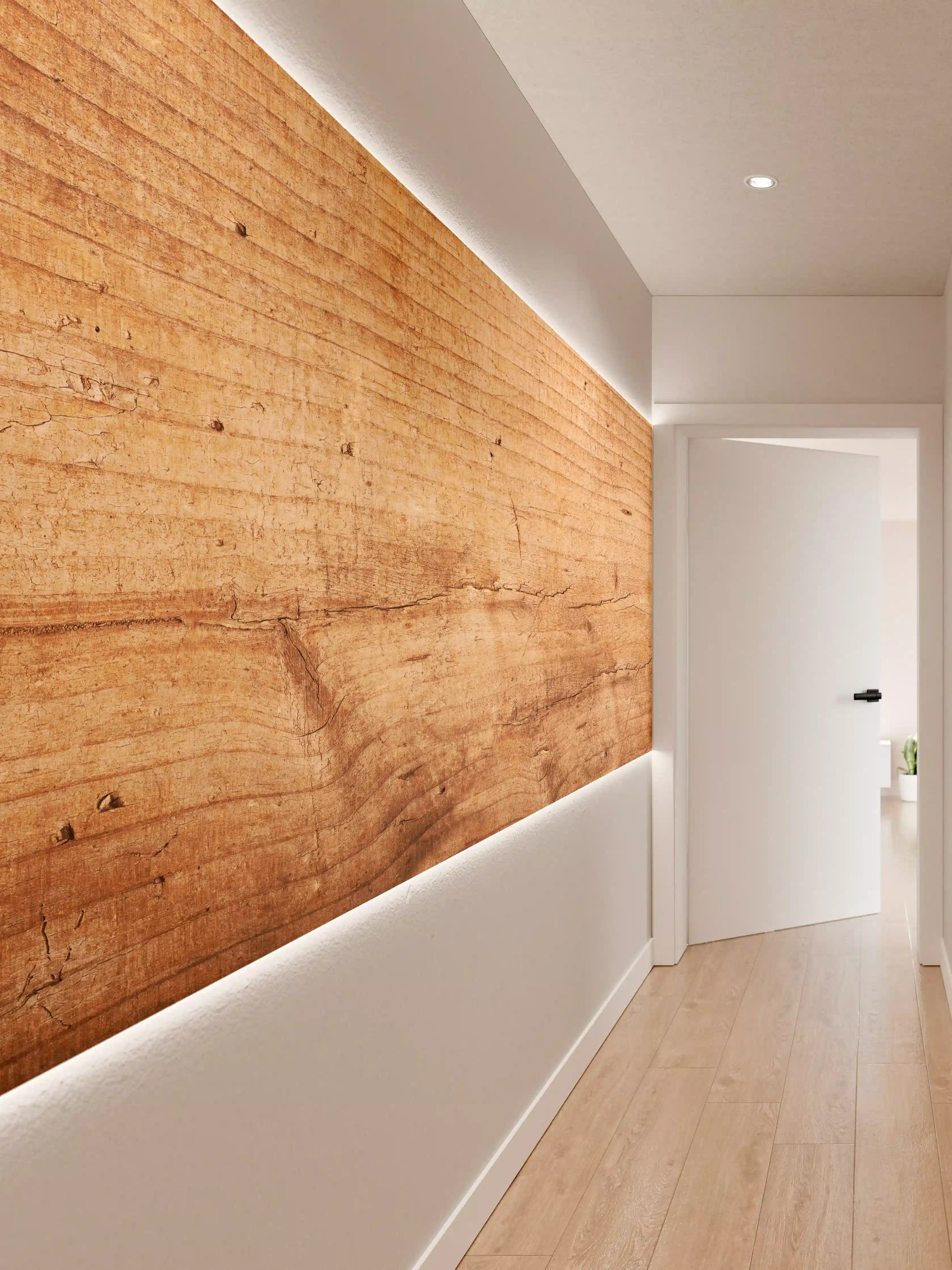 Wandverkleidung Flur - Natürliche Holztischplatte mit warmem Ton