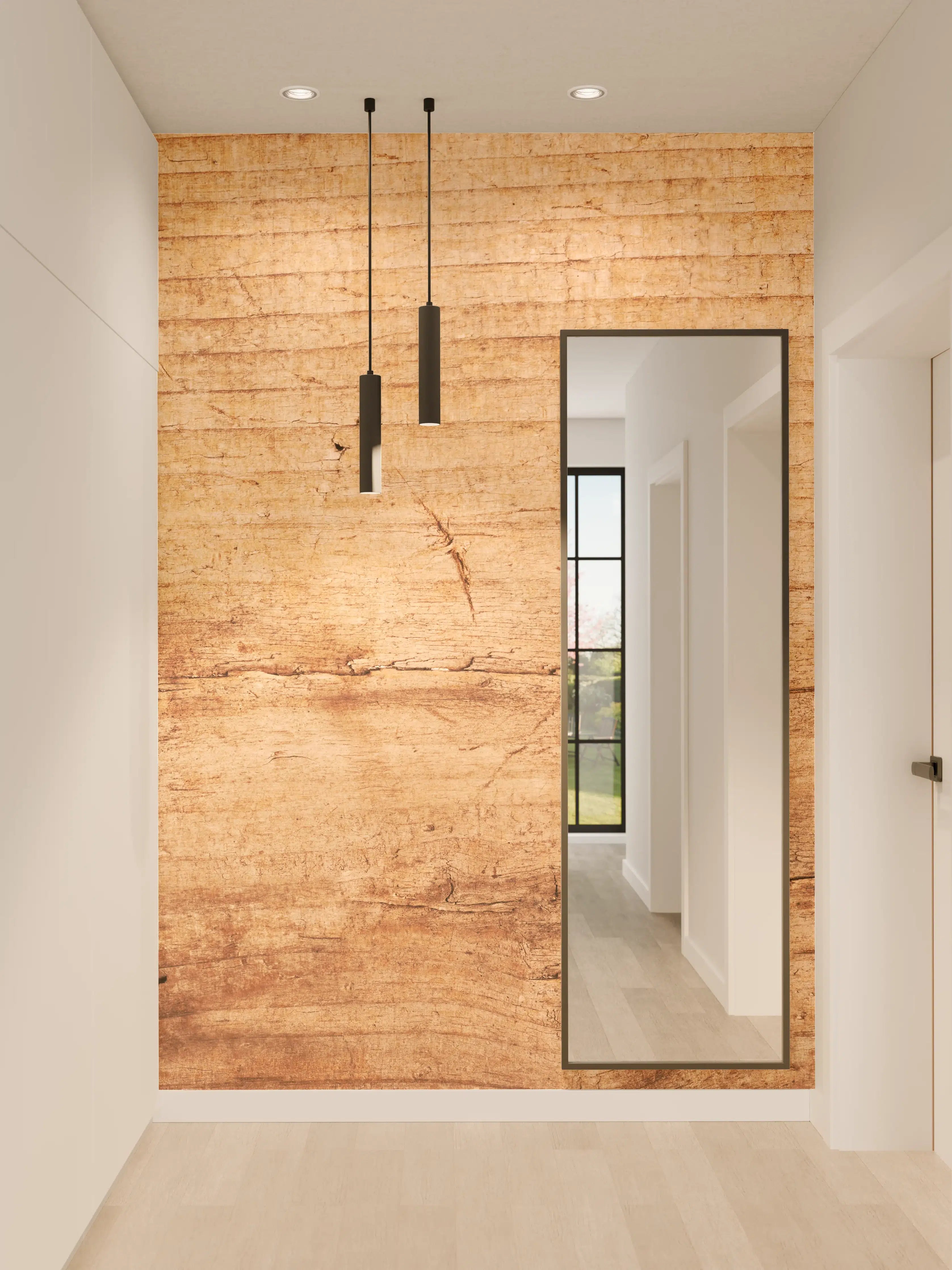 Wandverkleidung Flur - Natürliche Holztischplatte mit warmem Ton
