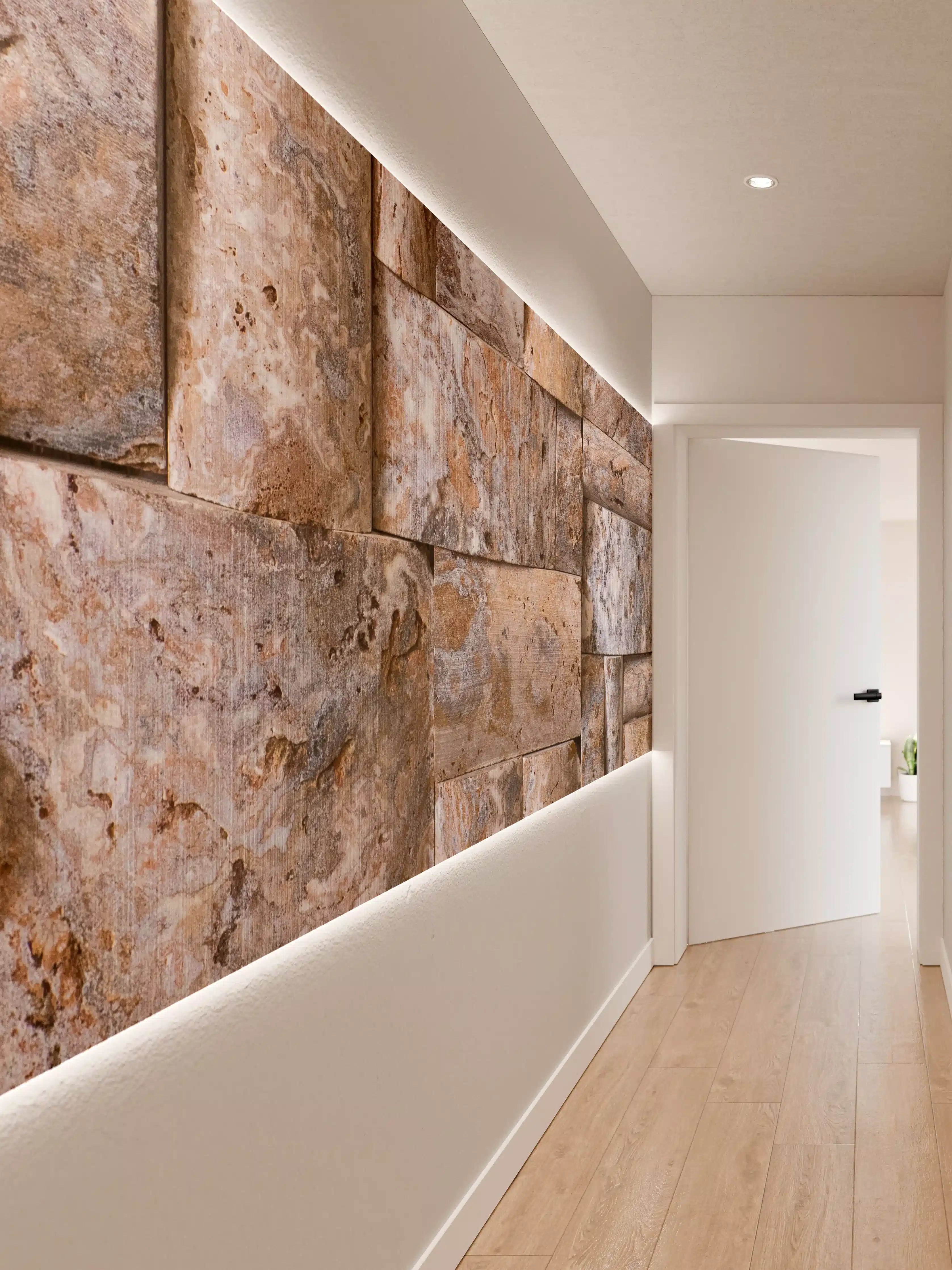 Wandverkleidung Flur - Natürliche Steinmauer – Rustikaler Look