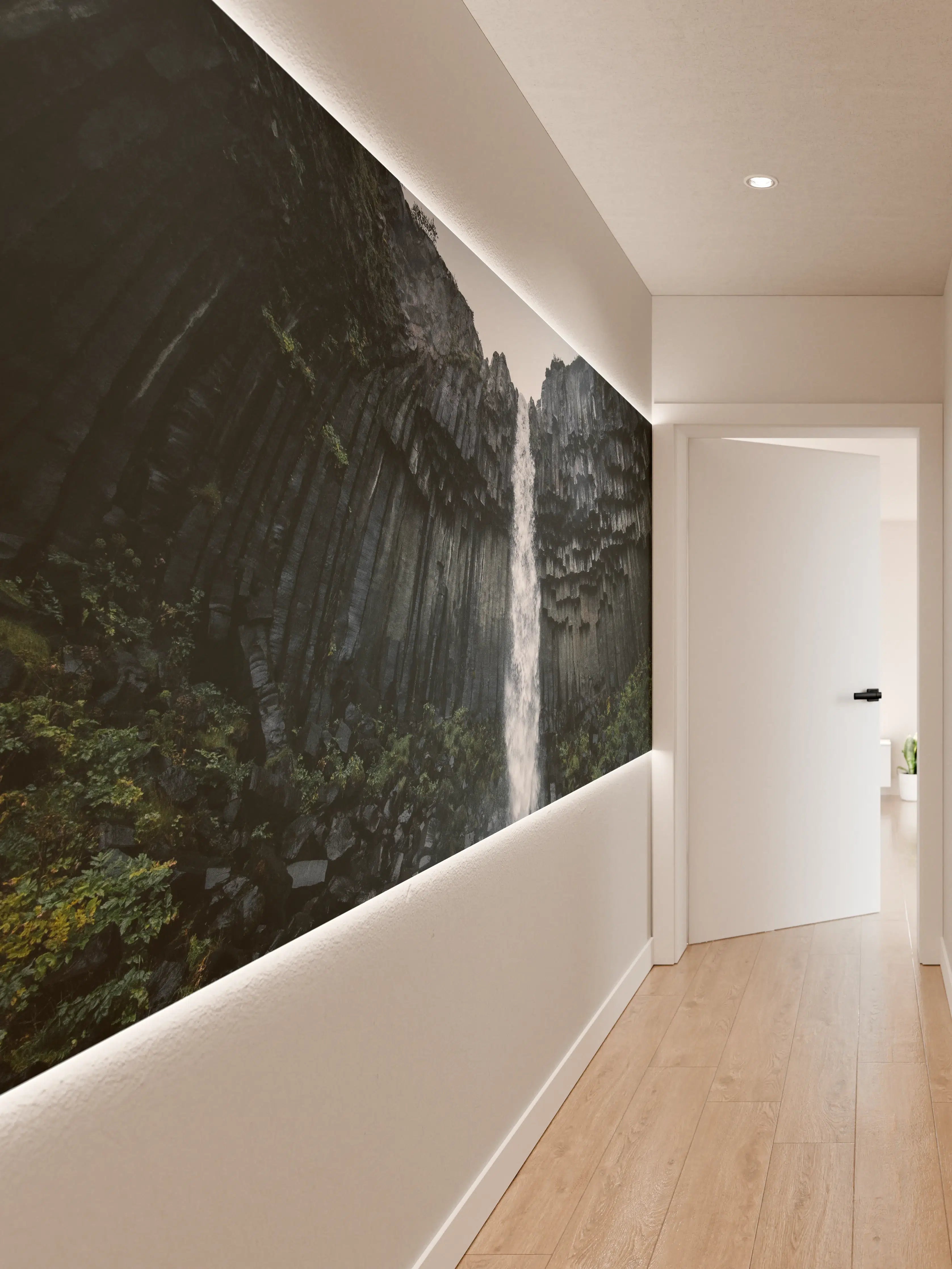 Wandverkleidung Flur - Natürliche Wasserfall-Szene in atemberaubender Natur