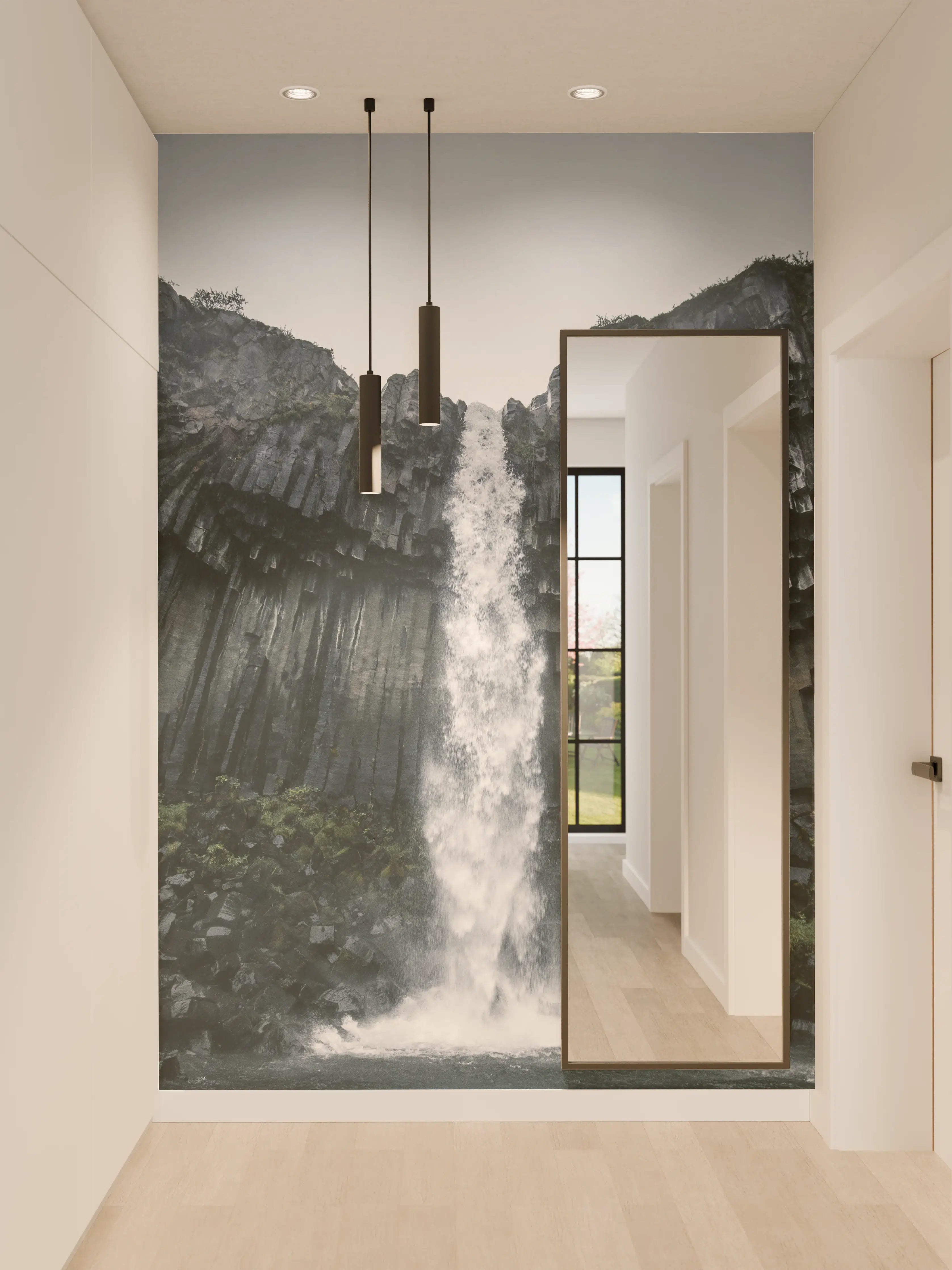 Wandverkleidung Flur - Natürliche Wasserfall-Szene in atemberaubender Natur