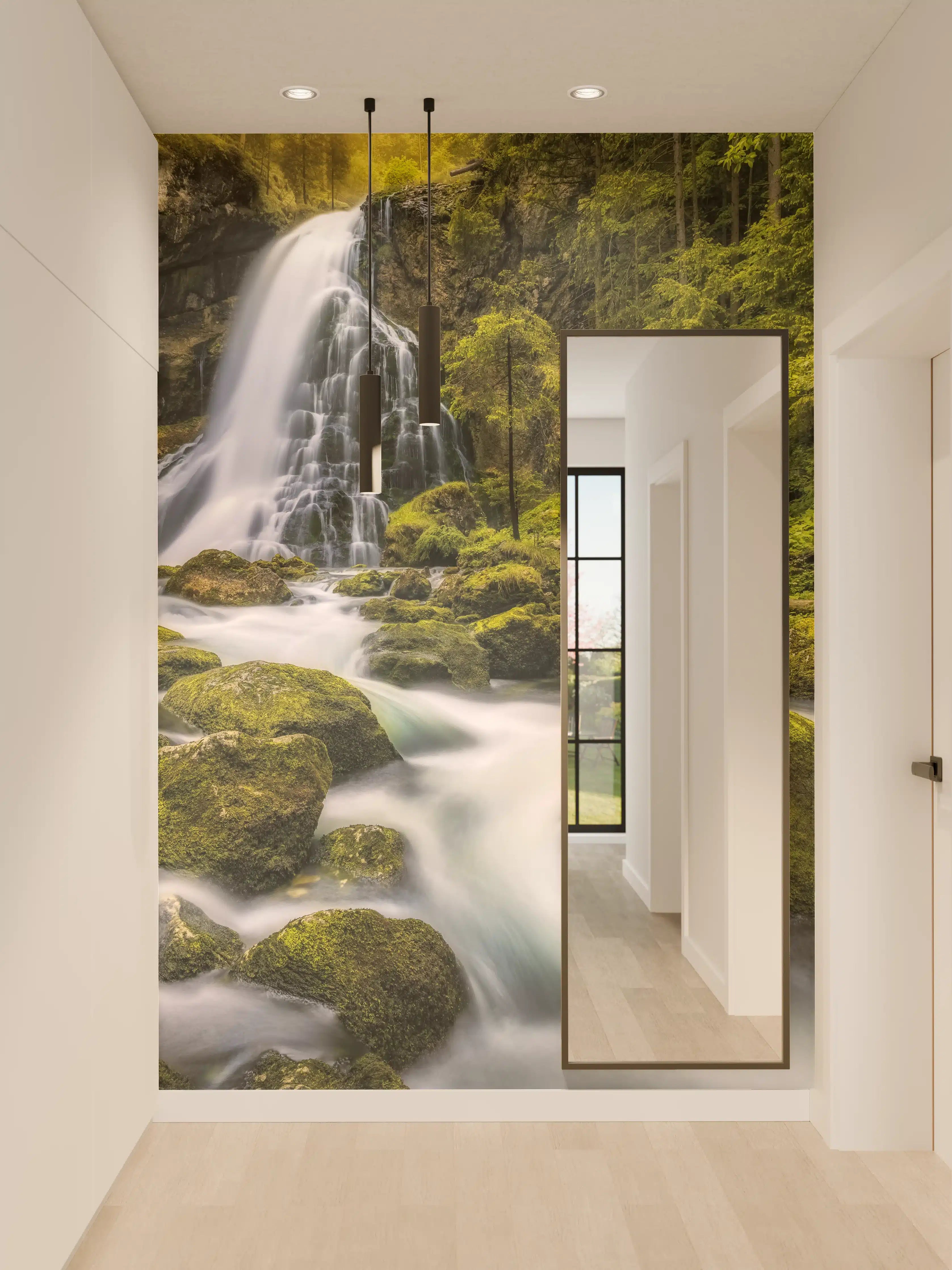 Wandverkleidung Flur - Natur pur mit Wasserfall
