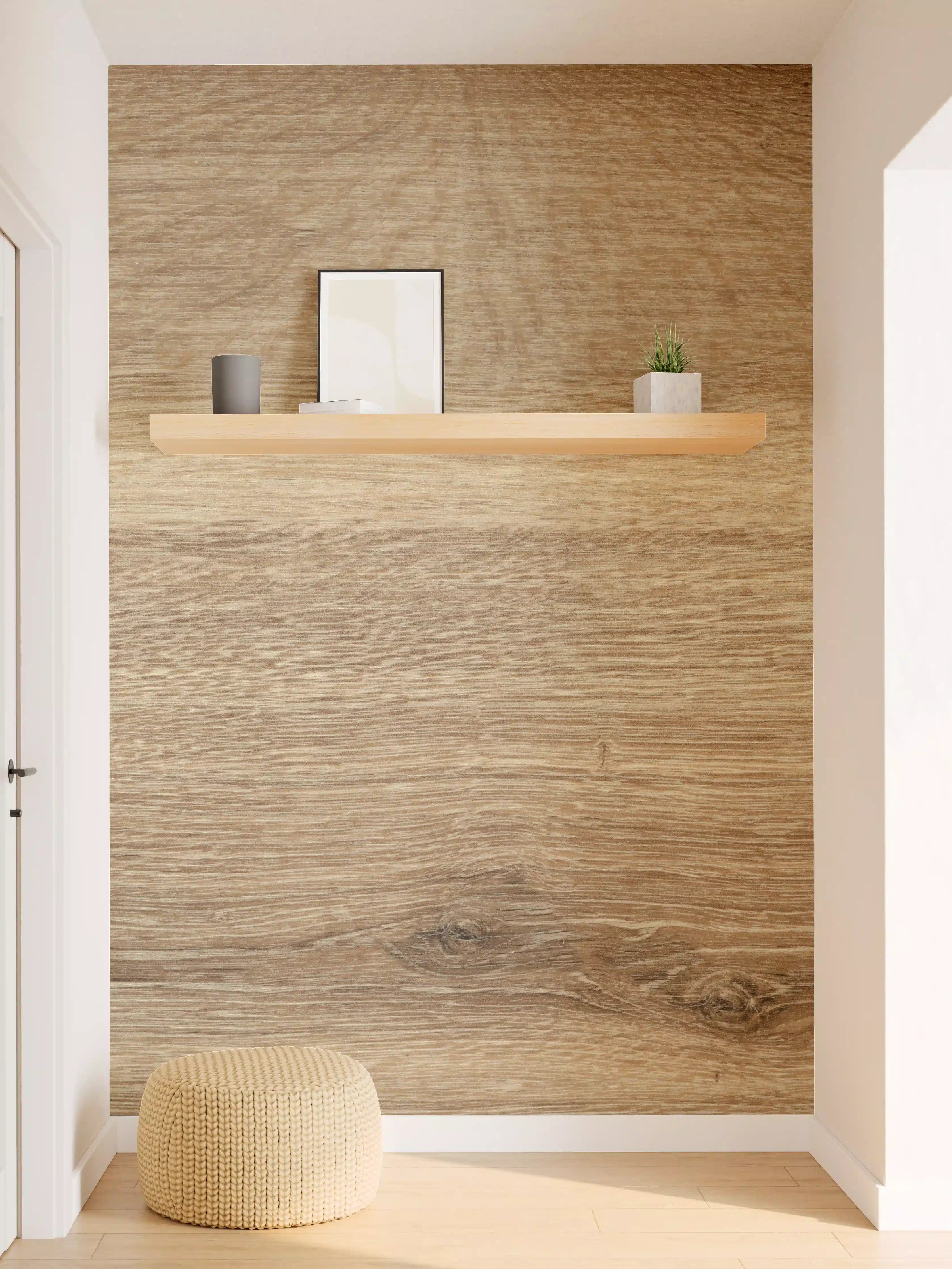 Wandverkleidung Flur - Naturbraune Altholztextur 2