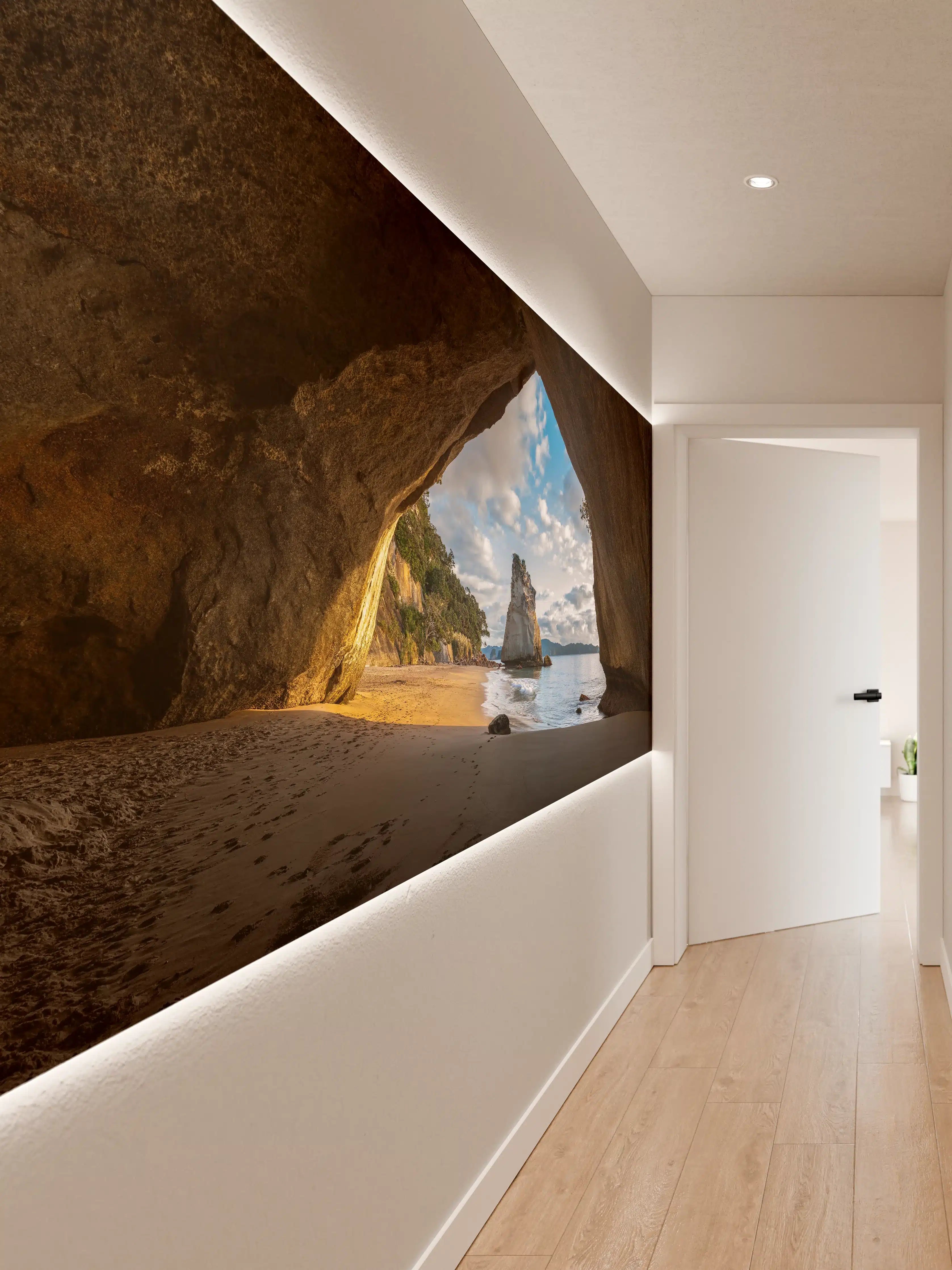 Wandverkleidung Flur - Naturhöhle mit Meerblick