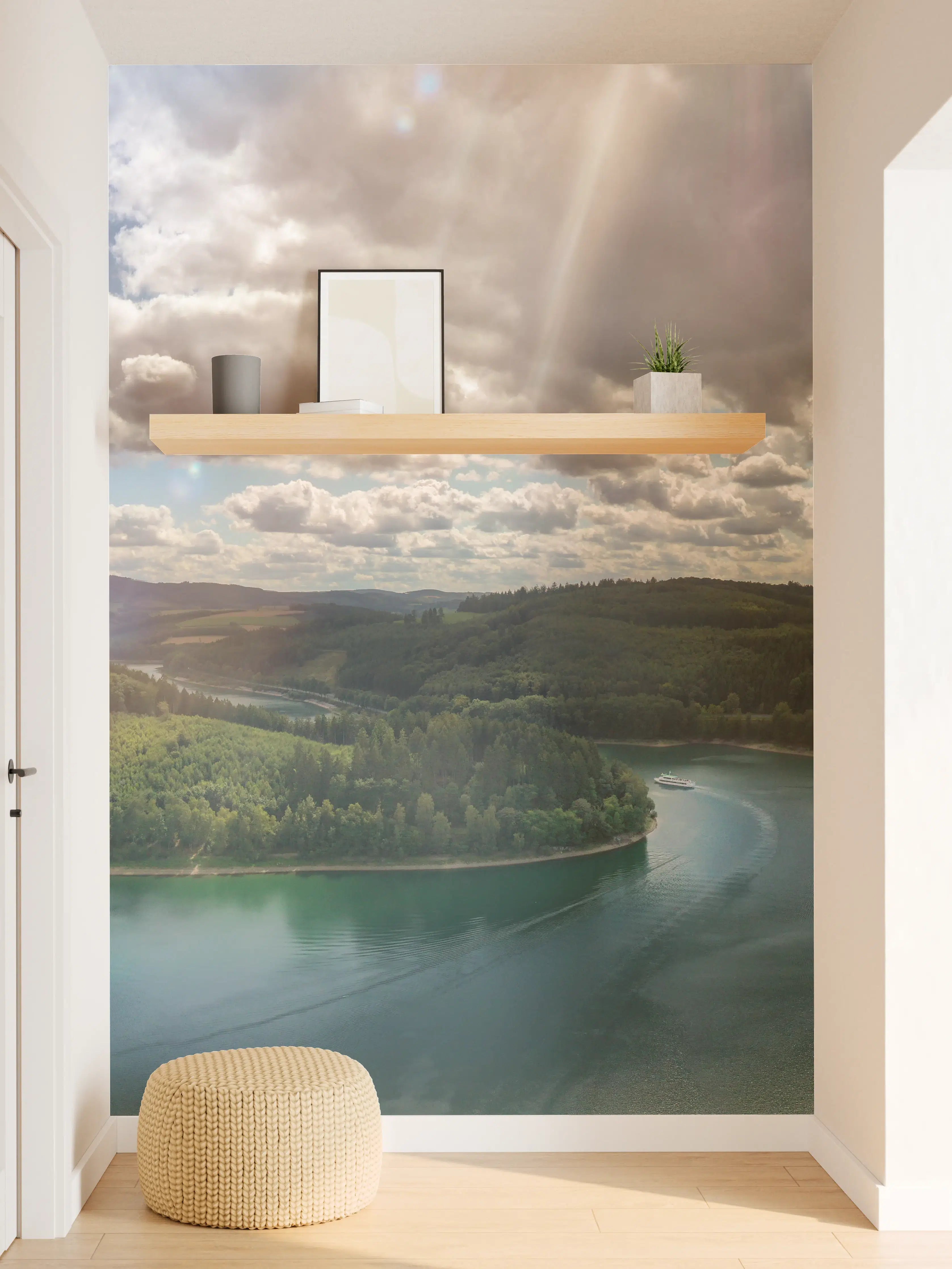 Wandverkleidung Flur - Naturpanorama mit See und Himmel