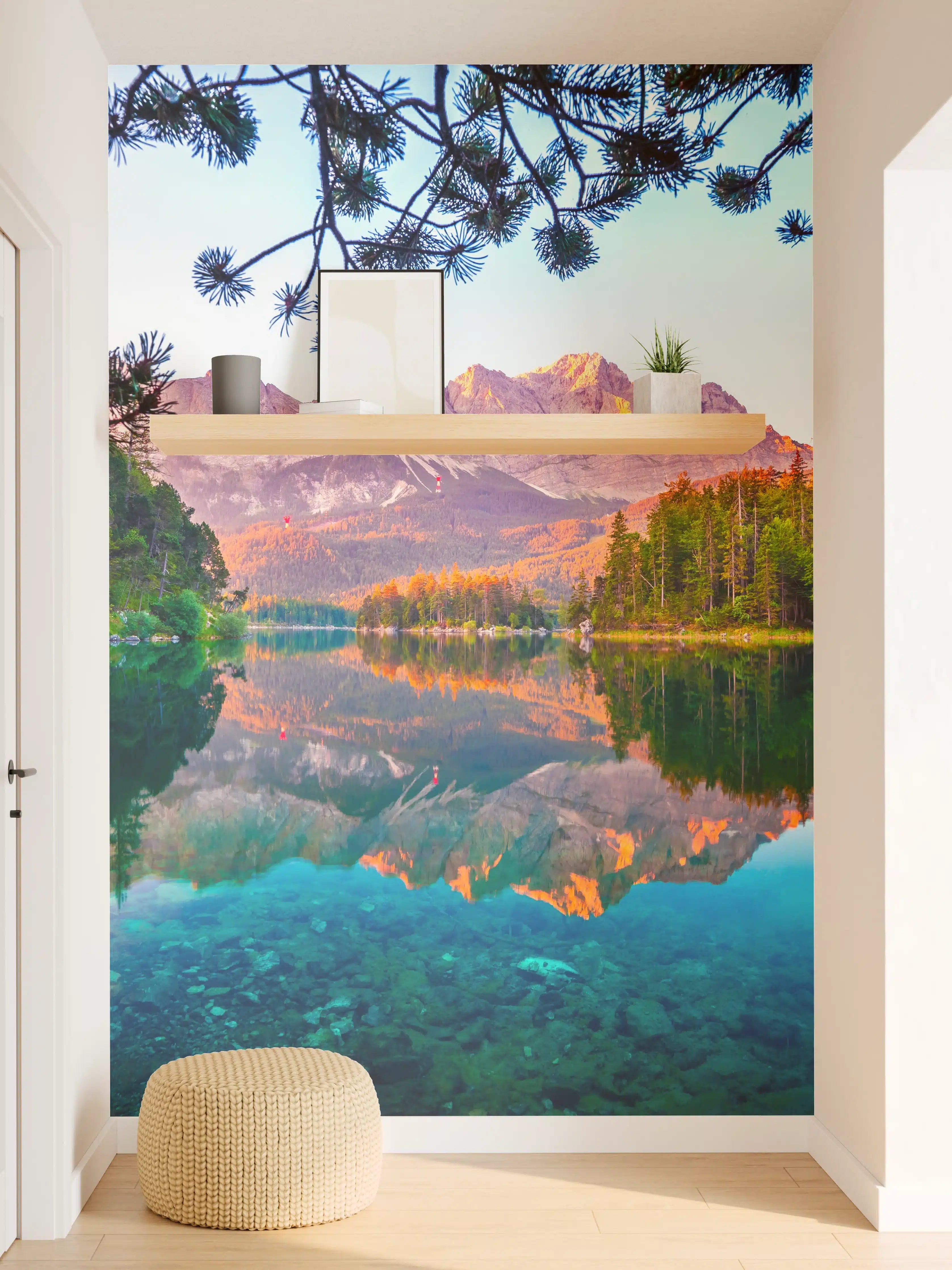 Wandverkleidung Flur - Naturparadies mit Bergsee und Wald