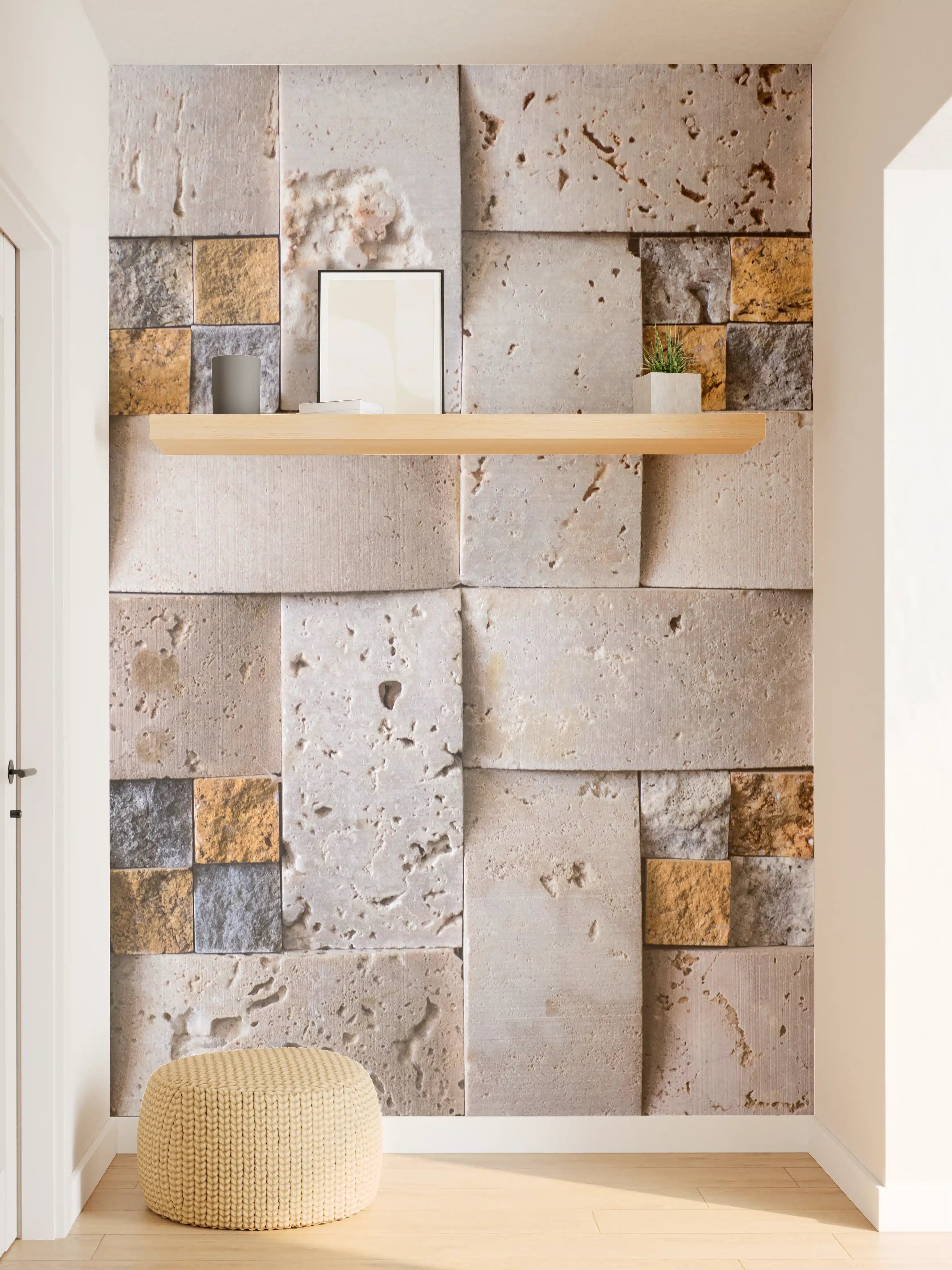 Wandverkleidung Flur - Natursteinmauer mit stilvollen Mustern